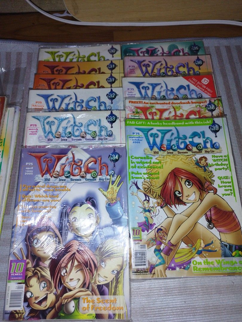 W.I.T.C.H. Magazine Issues 30 to 39 Disney Comic Bundle (Category: Comics & Manga) located in Davao. Submitted by evanbolo24 (Listing ID 1466779893, Image 1). Description: - Bundle includes W.I.T.C.H. magazine issues 30, 31, 32, 33, 34, 35, 36, 37, 38, and 39 - Published around 2005 featuring covers of Will, Irma, Taranee, Cornelia, and Hay Lin - All 10 issues are safely packed inside individual plastic sleeves - Great reading set and nostalgia t