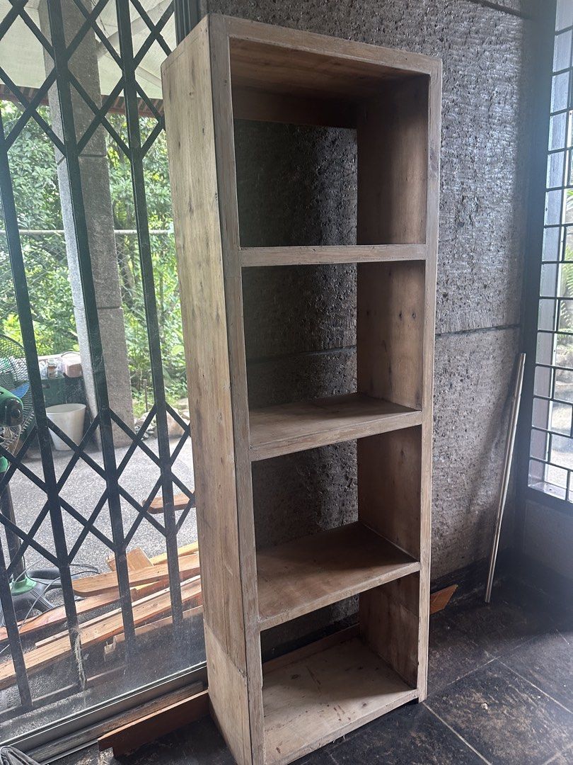 Wooden Book Shelf (Category: Shelves, Cabinets & Racks) located in Rizal. Submitted by belladez (Listing ID 1466936755, Image 1). Description: Tall wooden bookcase In good condition L 52 W 25.5 H 156 .