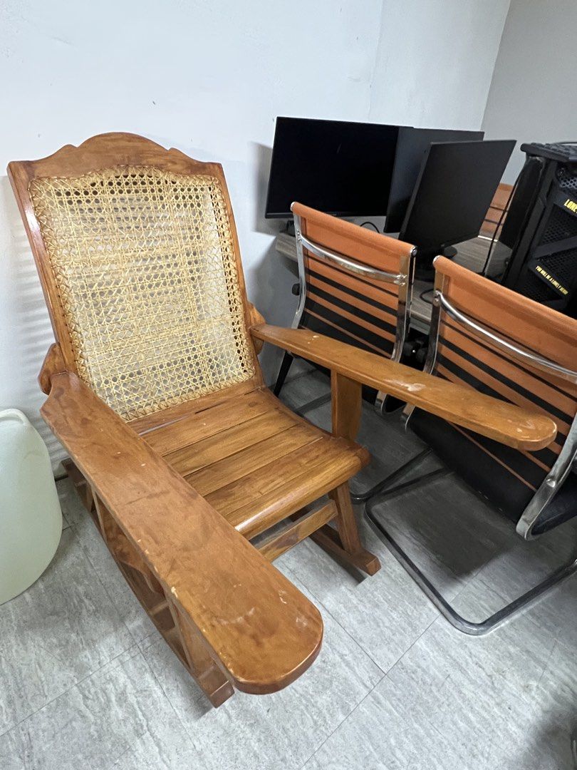 Wooden rocking chair (Category: Looking For) located in Paranaque City. Submitted by pilipinashop (Listing ID 1466929135, Image 1). Description: Rocking chair Last stock.