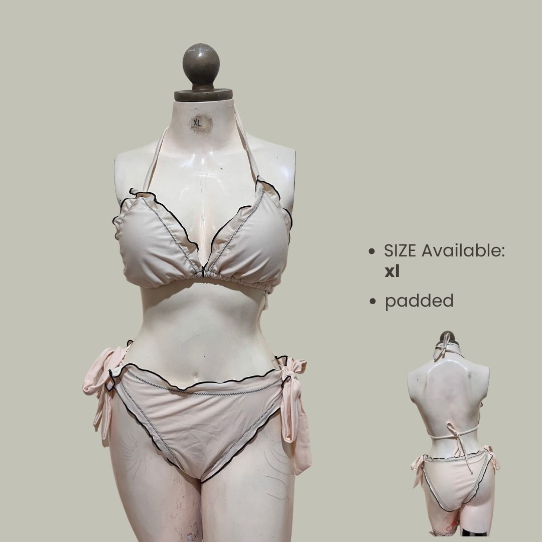 XL off white cream self tie two piece bikini (Category: Bikinis & Swimsuits) located in Bacoor. Submitted by hijasph (Listing ID 1466883844, Image 1). Description: BRAND NEW Available: XL Payment: ✅ g.cash/ b.ank Transfer DELIVERY/SHIPPING: ✅ J&T.