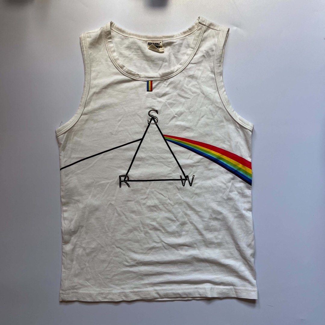 y2k pink floyd inspired white tank top (Category: Shirts) located in Guagua. Submitted by jloww.08 (Listing ID 1466838504, Image 1). Description: dm dor deets.
