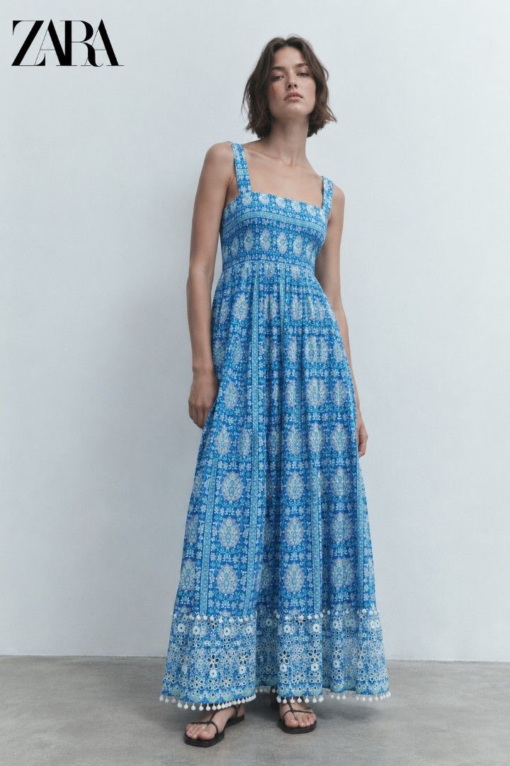 ZARA Embroidered Maxi Dress (Category: Dresses) located in Mexico. Submitted by jadepreloved.239 (Listing ID 1466906865, Image 2). Description: Zara embroidered maxi dress HQ! super pretty ww Like new! Perfect summer dress Medium on tag Orig price: 5,500 ($89).