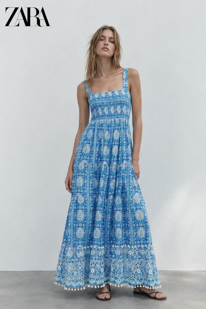 ZARA Embroidered Maxi Dress (Category: Dresses) located in Mexico. Submitted by jadepreloved.239 (Listing ID 1466906865, Image 1). Description: Zara embroidered maxi dress HQ! super pretty ww Like new! Perfect summer dress Medium on tag Orig price: 5,500 ($89).