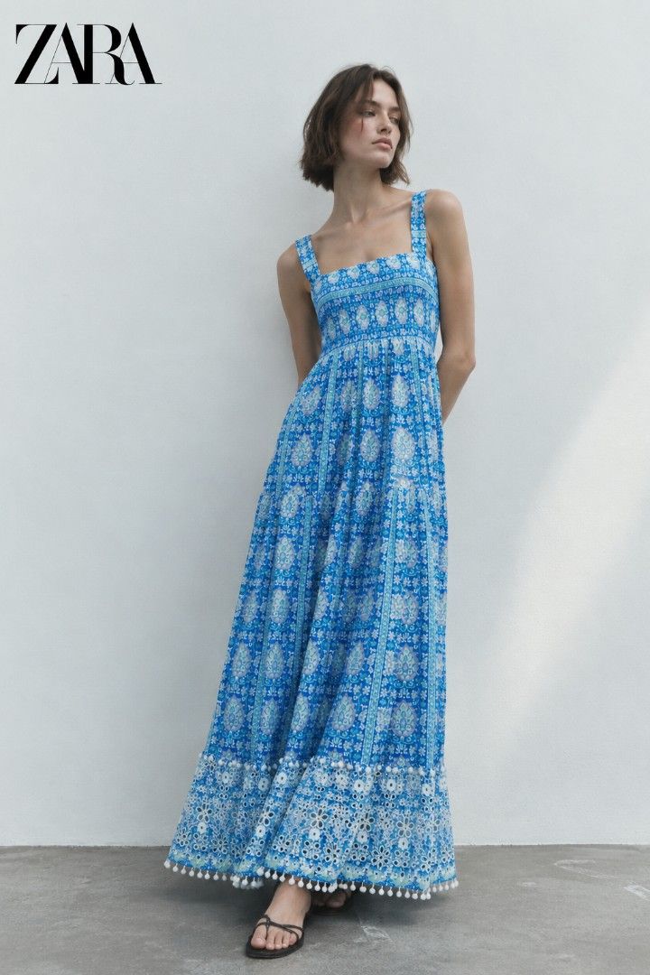 ZARA Embroidered Maxi Dress (Category: Dresses) located in Mexico. Submitted by jadepreloved.239 (Listing ID 1466906865, Image 3). Description: Zara embroidered maxi dress HQ! super pretty ww Like new! Perfect summer dress Medium on tag Orig price: 5,500 ($89).