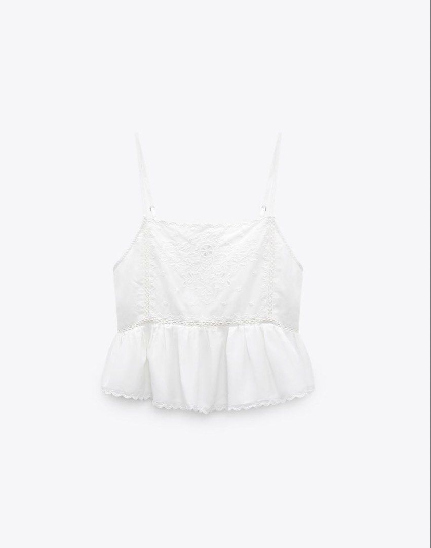 Zara Embroidered Top (Category: Sleeveless) located in Legazpi City. Submitted by arkimin (Listing ID 1466935870, Image 1). Description: Hi! I’m selling my Zara Embroidered Top. Size XS Used once.