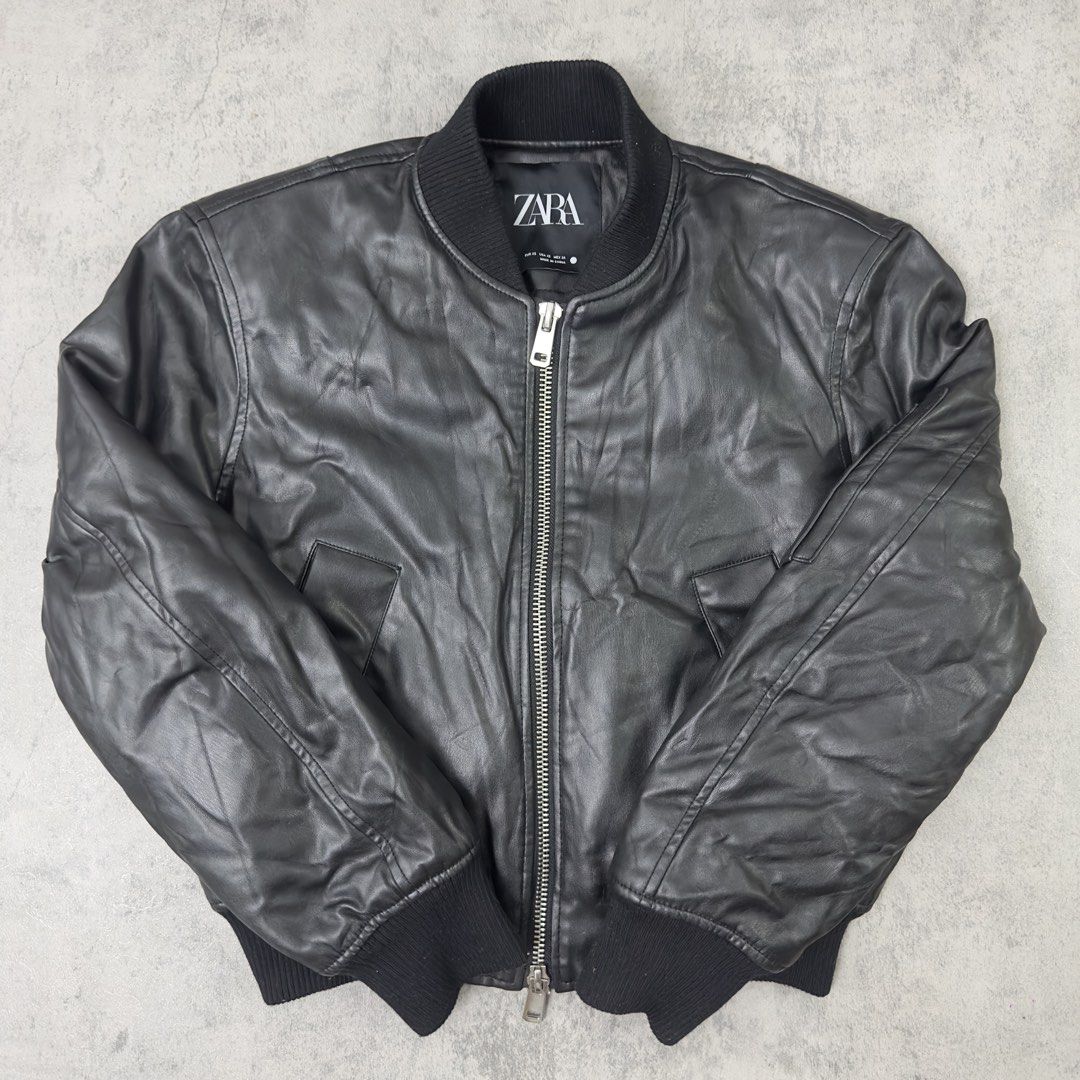 Zara Leather Bomber Jacket (Category: Others Tops) located in Aroroy. Submitted by 2kjoma (Listing ID 1466883164, Image 1). Description: 22x21 Used Once Unisex .