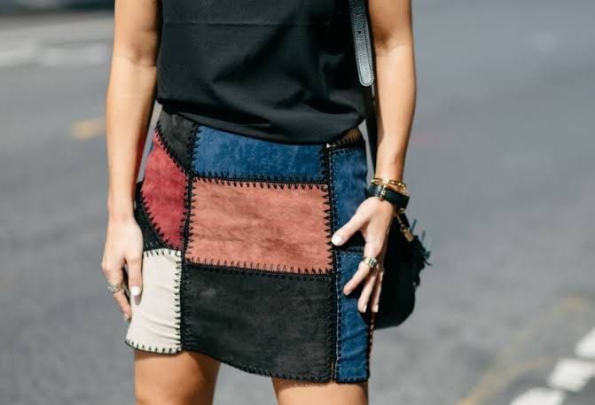Zara Patchwork Suede Skirt (Medium) (Category: Skirts) located in Caloocan City. Submitted by lulufanatics (Listing ID 1466932144, Image 1). Description: Loc: Tandang Sora QC.
