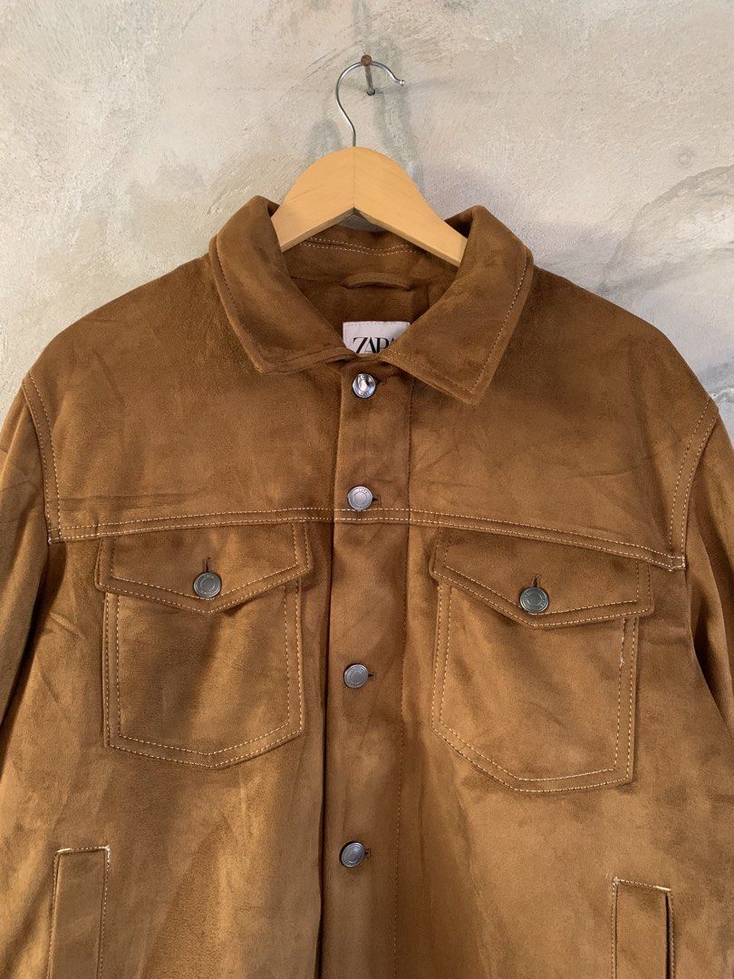 Zara suede jacket (Category: Coats, Jackets and Outerwear) located in Famy. Submitted by stuffxsogood. (Listing ID 1466859568, Image 2). Description: Zara suede jacket Zip & botton Large 23x27 Good as nee.
