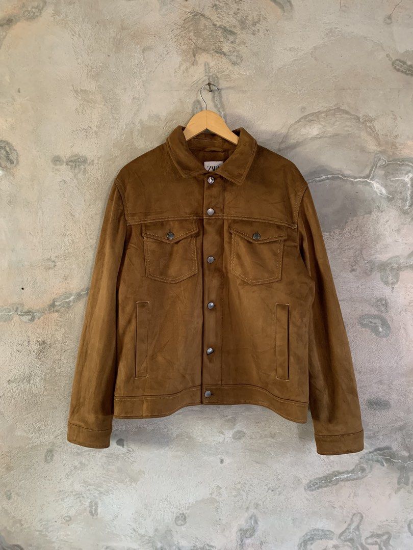 Zara suede jacket (Category: Coats, Jackets and Outerwear) located in Famy. Submitted by stuffxsogood. (Listing ID 1466859568, Image 1). Description: Zara suede jacket Zip & botton Large 23x27 Good as nee.