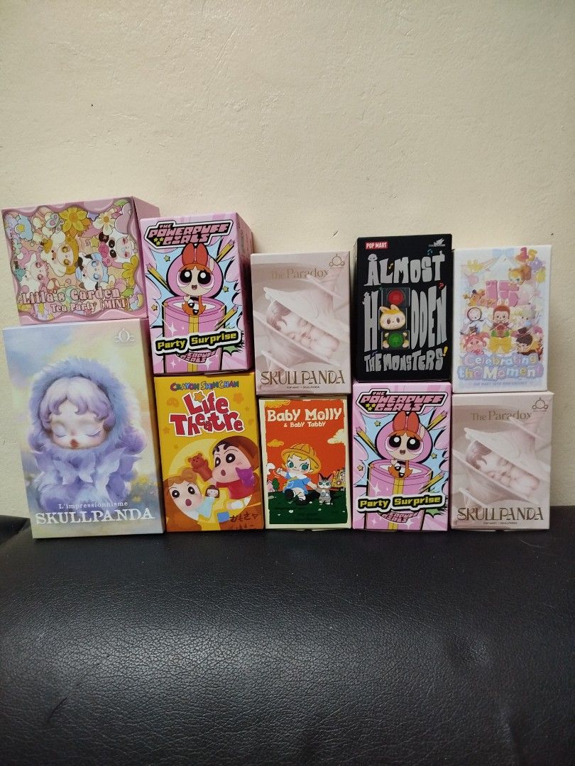 Assorted Blind Box Figures (Category: Designer & Blind Box Toys) located in Quezon City. Submitted by minned (Listing ID 1419069615, Image 3). Description: - Assorted blind box figures for sale! - Featuring Skullpanda, Powerpuff Girls, Baby Molly, and other mystery figures. - All figures are brand new and in their original boxes. - Great for collectors or as gifts! - Each box contains a surprise figure..