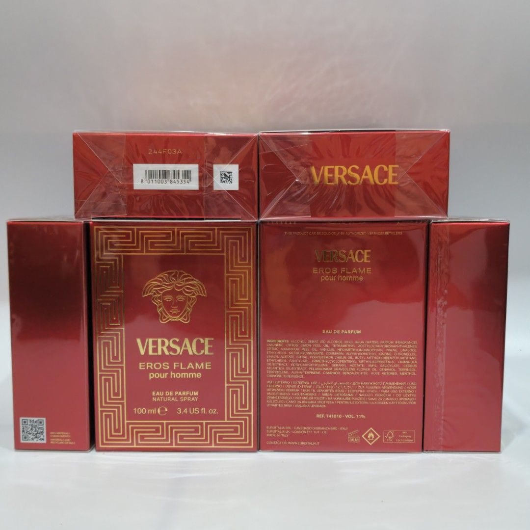 [AUTHENTIC GENUINE] EROS FLAME EDP BNIB 100ml (Category: Fragrance & Deodorants) located in Quezon City. Submitted by rjdeclutterings (Listing ID 1419185729, Image 2). Description: AUTHENTIC. NOT FAKE EROS FLAME. NEW PACKAGING PO YAN. AJASCENT PARFUMS BATASAN, QC.