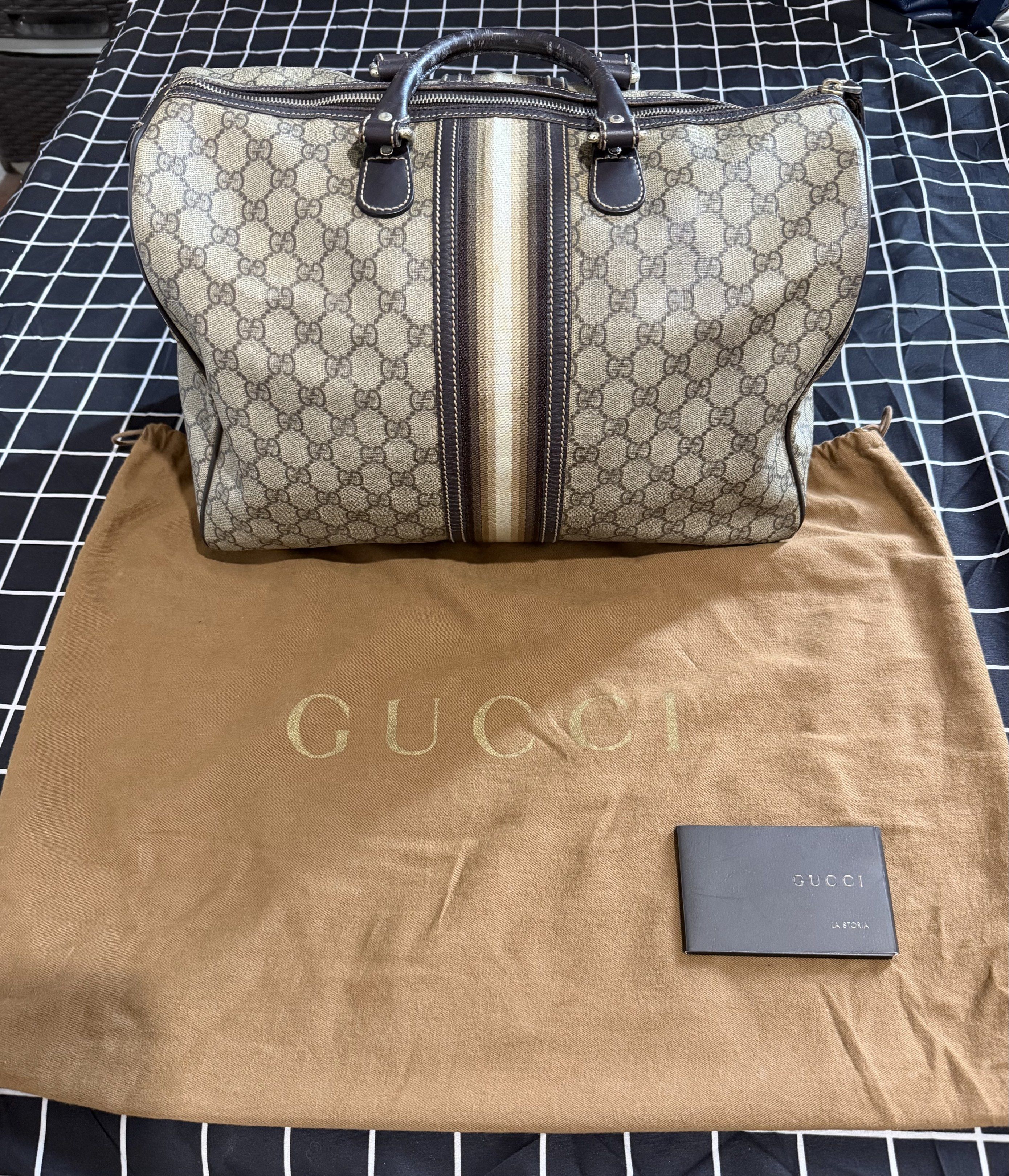 Authentic Gucci Boston Doctors Bag Size 35 (Category: Luxury Bags & Wallets) located in Pasig City. Submitted by melay420 (Listing ID 1419054563, Image 1). Description: Authentic Vintage Boston Doctors Handbag With Gigi Monogram Print Complete with original dust bag and manual. Selling as is with signs of use..
