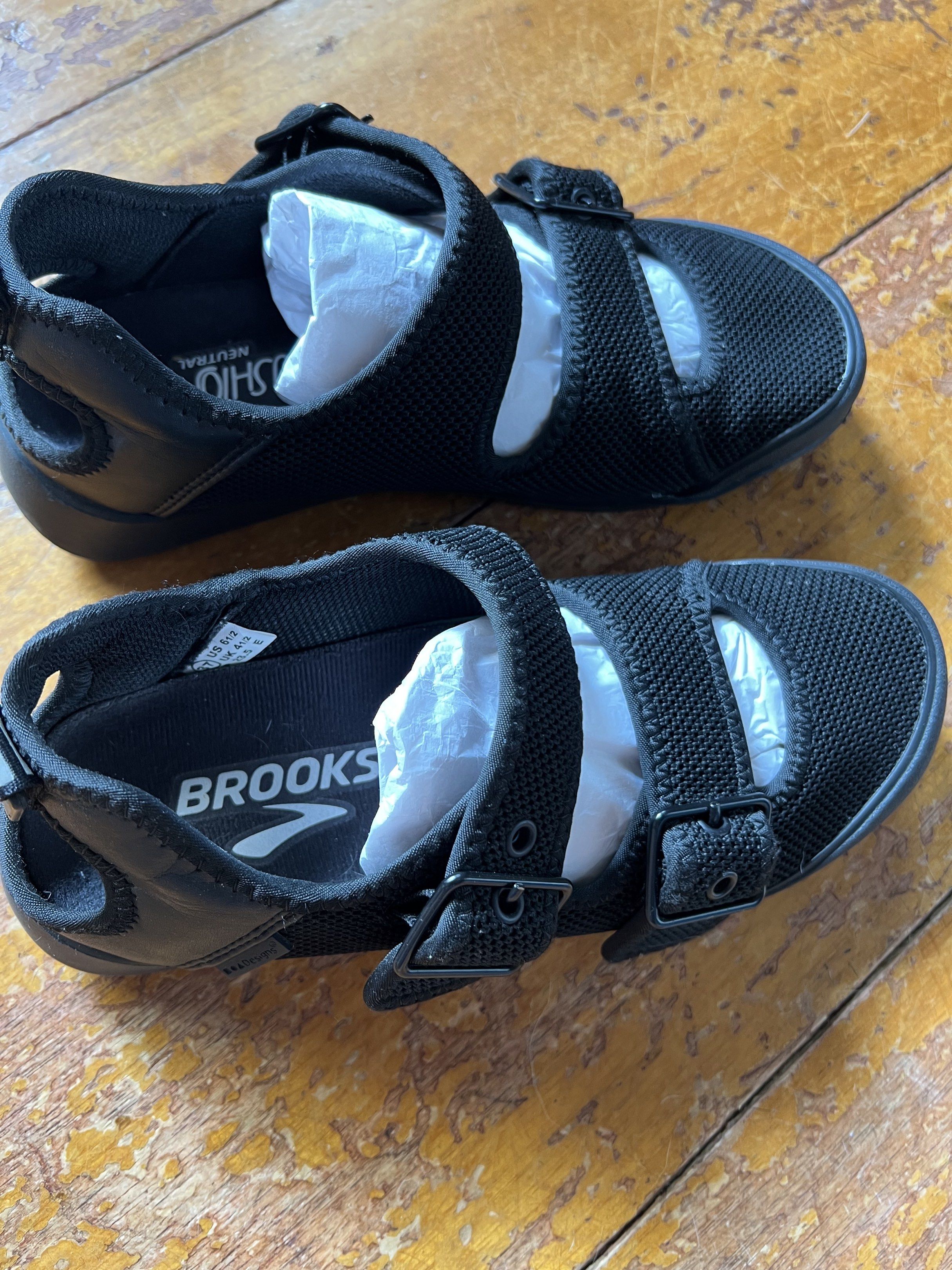 Brooks Black Sandals - Size 37 (Category: Flats & Sandals) located in Rizal. Submitted by hobbyist_declutter (Listing ID 1419024288, Image 2). Description: - Black Brooks sandals (doll shoes) - Size 37 (US 6.5, UK 4.5, 23.5 cm) - Adjustable straps - Mesh upper - Cushioned insole - Textured sole for grip .