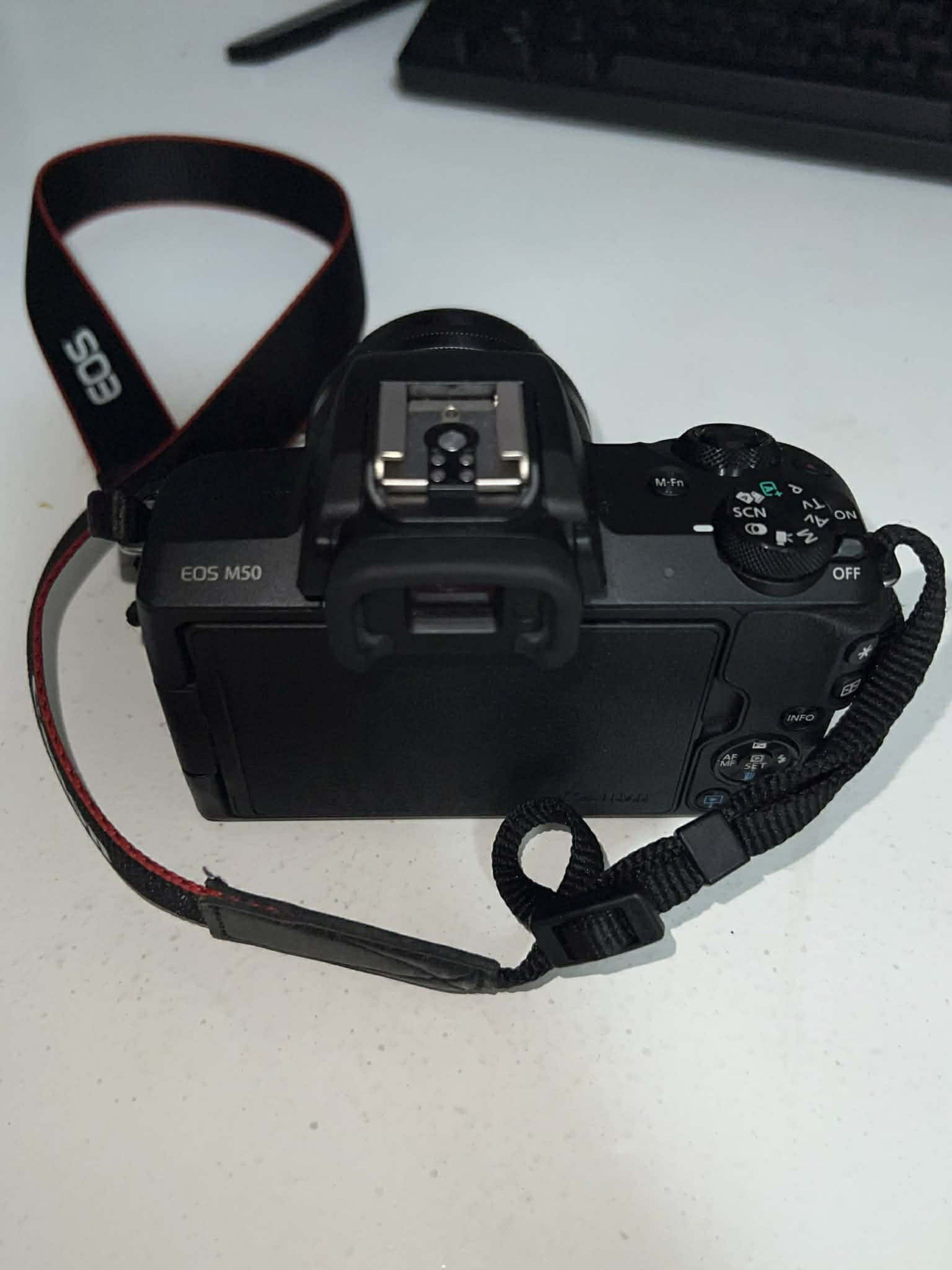 CANON EOS M50 mirrorless camera (Category: Cameras) located in Makati City. Submitted by KC.01 (Listing ID 1419161371, Image 2). Description: CANON EOS M50 mirrorless camera 24.1MP APS-C CMOS Sensor 4K Video Recording Dual Pixel Autofocus Vari-angle touchscreen (great for vlogging & selfies) Built-in Wi-Fi & Bluetooth Lightweight and compact Included: Canon EOS M50 camera body Standard Canon kit lens (15–45mm) Battery & charger Camera strap 32gb 