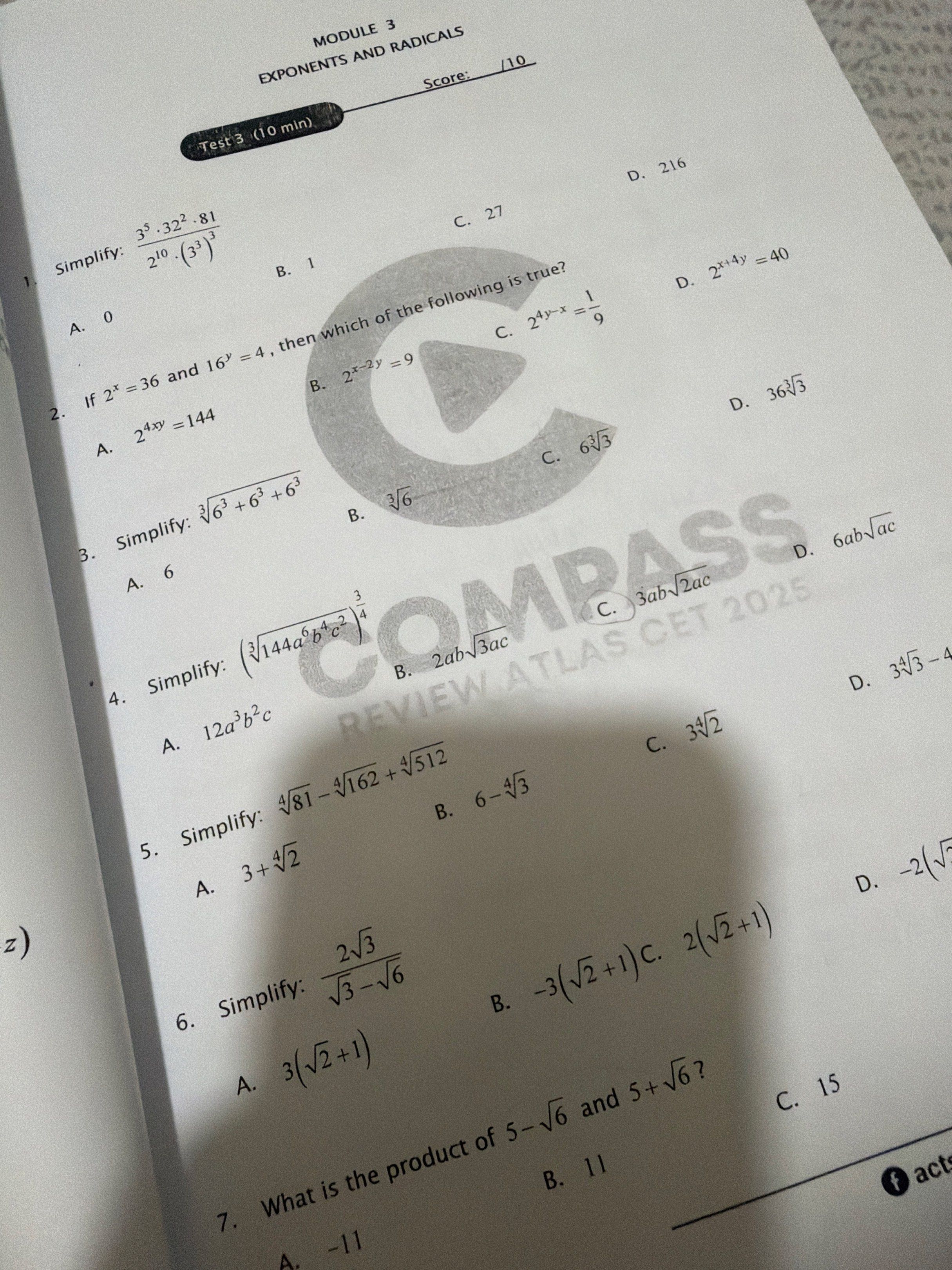 Compass Review Atlas CET 2025 Mathematics (Category: Textbooks) located in Del Monte. Submitted by nixapparel (Listing ID 1419080258, Image 3). Description: - Compass Review Atlas books for CET 2025 (Mathematics) - Includes: Lecture book and Workbook - Condition: Good - Pages: Clear and undamaged - Ideal for entrance exam preparation - used books but is still usable - CETS 2025 - same questions in books show up in entrance exams .