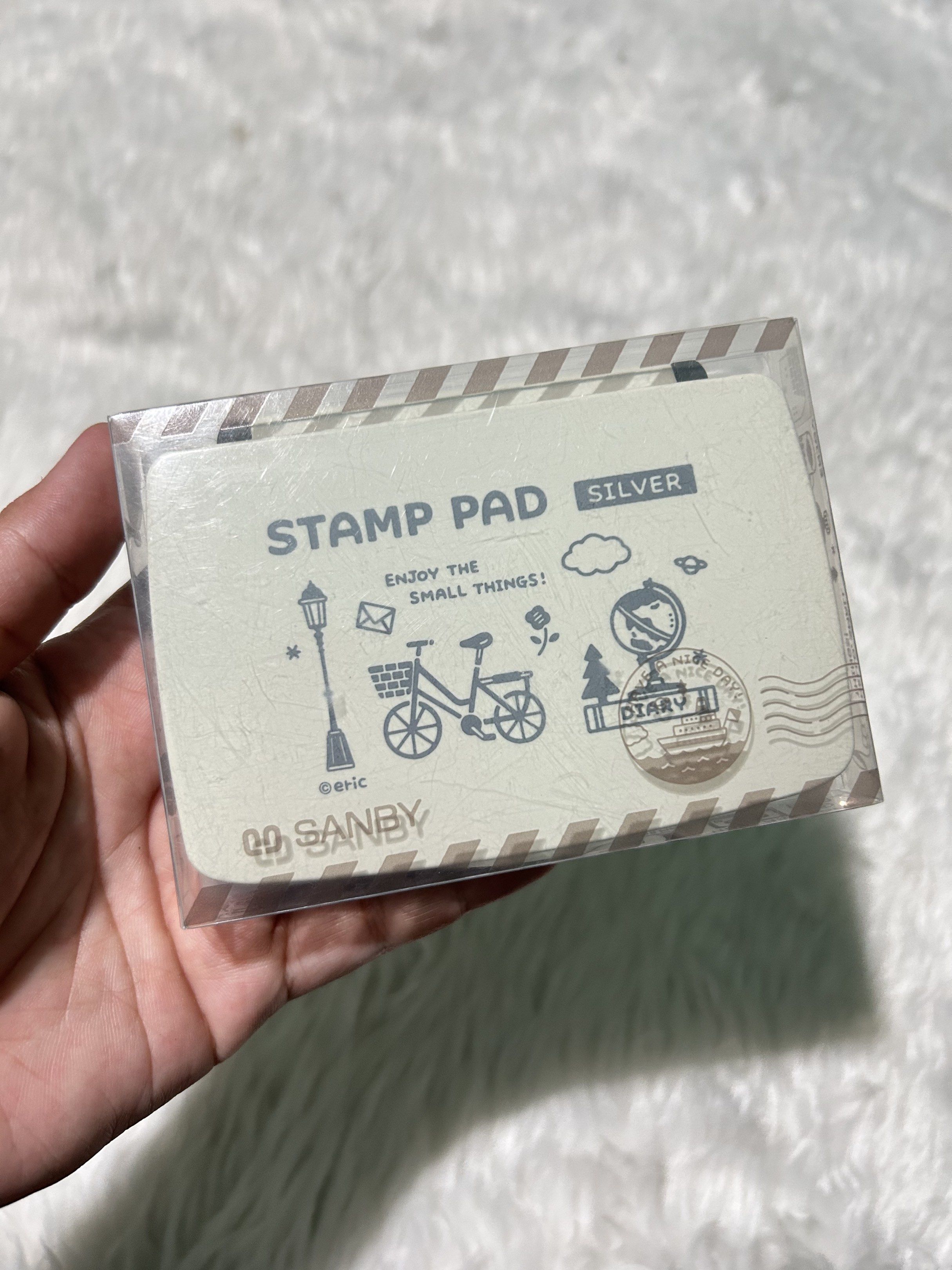 Everything Calligraphy Inc. Sanby Stamp pad silver (Category: Stationery & School Supplies) located in Imus. Submitted by _luxclassix (Listing ID 1419090001, Image 1). Description: Sanby stamp pad (silver) 949 original price 350 ONLY ‼️ .