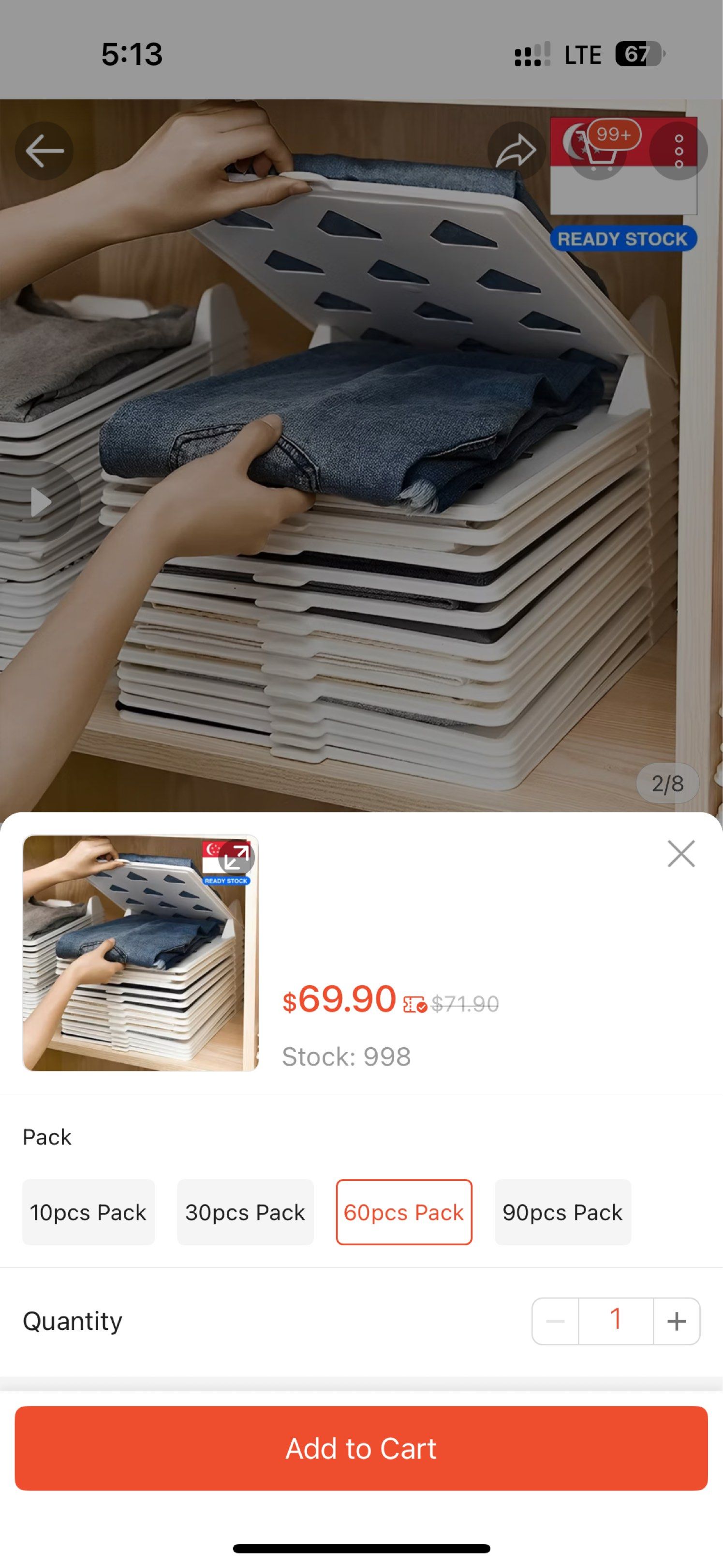 Folding clothes organiser