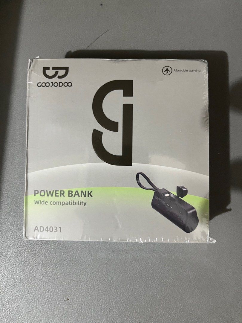 Goojodoq Power Bank AD4031 (Category: Batteries & Power Banks) located in Manila. Submitted by ali.preloved (Listing ID 1419148997, Image 1). Description: - Goojodoq Power Bank AD4031 - 4000mAh battery capacity - Type-C input/output - Lightning cable output - Q LED indicator - Sealed! Never been opened won this at a raffle in our office and i dont have any android devices to use it on 😊.