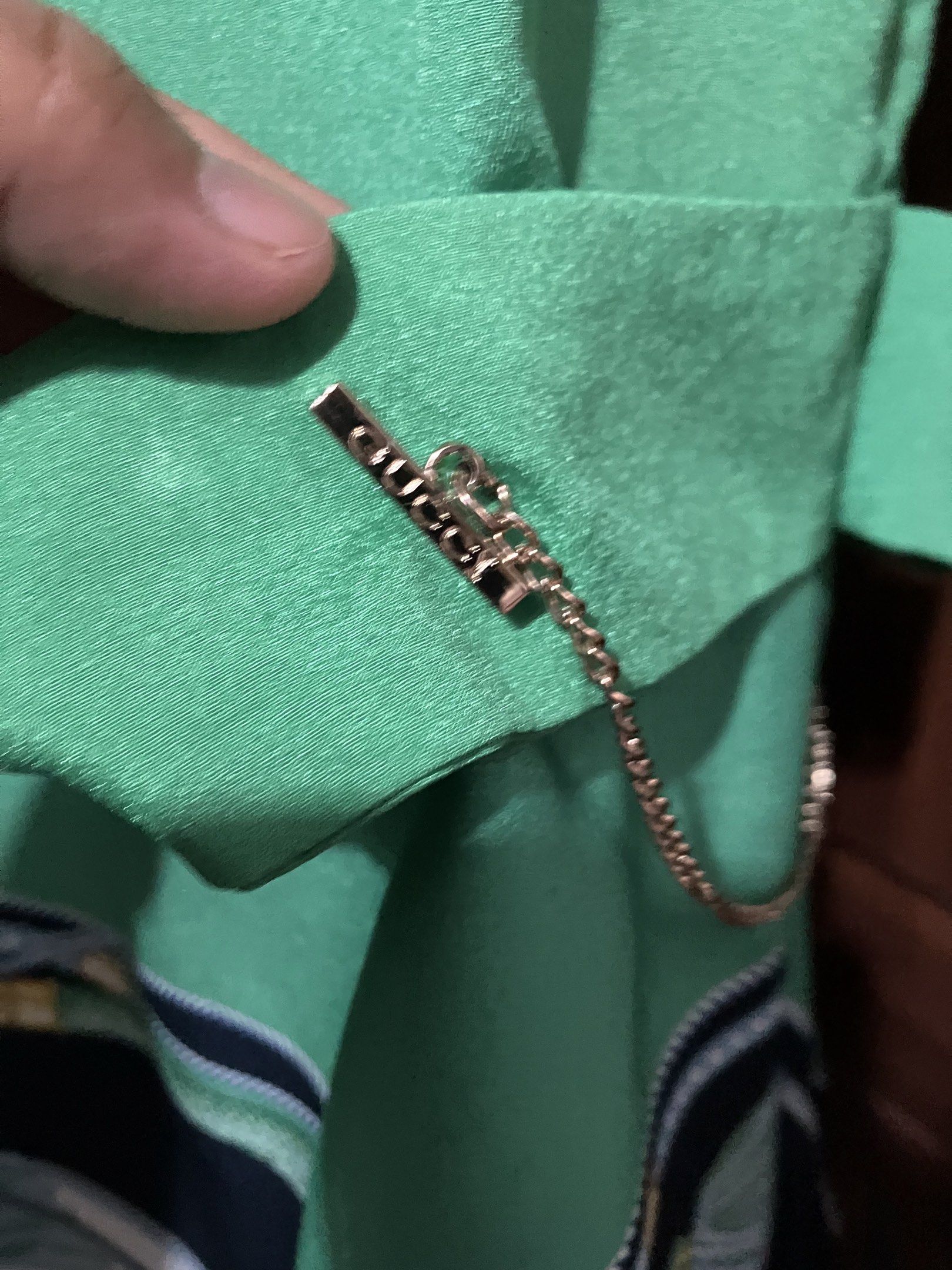 Gucci Green Silk Dress (Category: Luxury Apparel) located in Makati City. Submitted by rubyaltiche (Listing ID 1419014375, Image 3). Description: - Gucci green dress - Size L - Made in Italy - Unique design with patterned skirt - Matching belt detail - Side zipper - Gold chain accent.