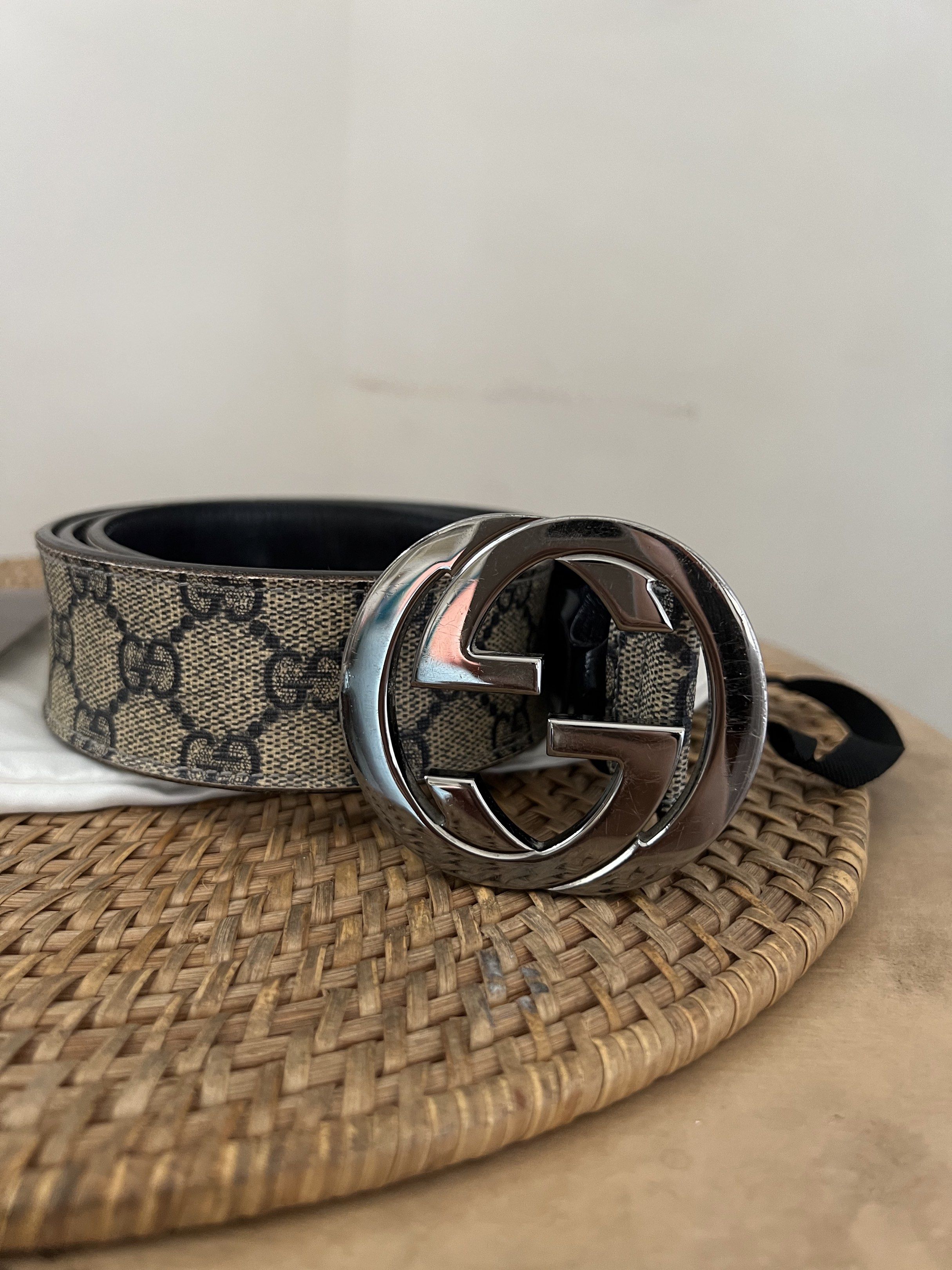 Gucci Interlocking G Pattern Belt (Category: Belts) located in Quezon City. Submitted by kdiv_ (Listing ID 1419072322, Image 2). Description: Personal preloved |Guaranteed Authentic Bought in Hong Kong Size 90/36 Inclusions: Receipt and Dust Bag ***Needs a trip to the professional leather care specialist RFS: Decluttering, no longer being used MOP: BDO/GCash Shipping fee to be shouldered by the buyer.