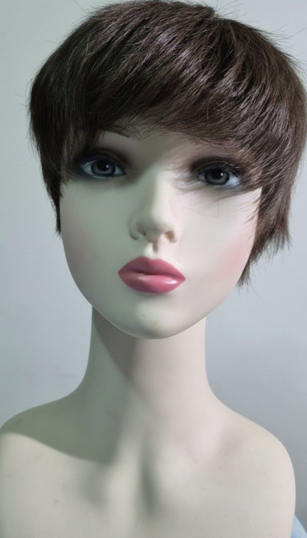 Human Hair Short Brown Wig (Category: Hair Accessories) located in Navotas City. Submitted by jaycustodio2 (Listing ID 1419017656, Image 1). Description: - Short, layered wig - Natural brown color - Side-swept fringe - Comfortable fit - Styled and ready to wear - Perfect for cosplay or a quick style change.