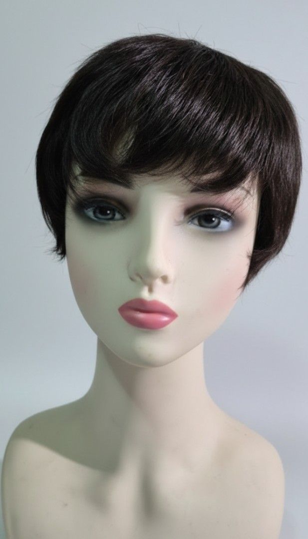 Human Hair Short Dark Brown Wig (Category: Hair Accessories) located in Navotas City. Submitted by jaycustodio2 (Listing ID 1419017486, Image 1). Description: - Short, layered wig - Dark brown hair color - Natural-looking hairline - Comfortable fit - Styled with a side part and bangs - Perfect for a quick style transformation.