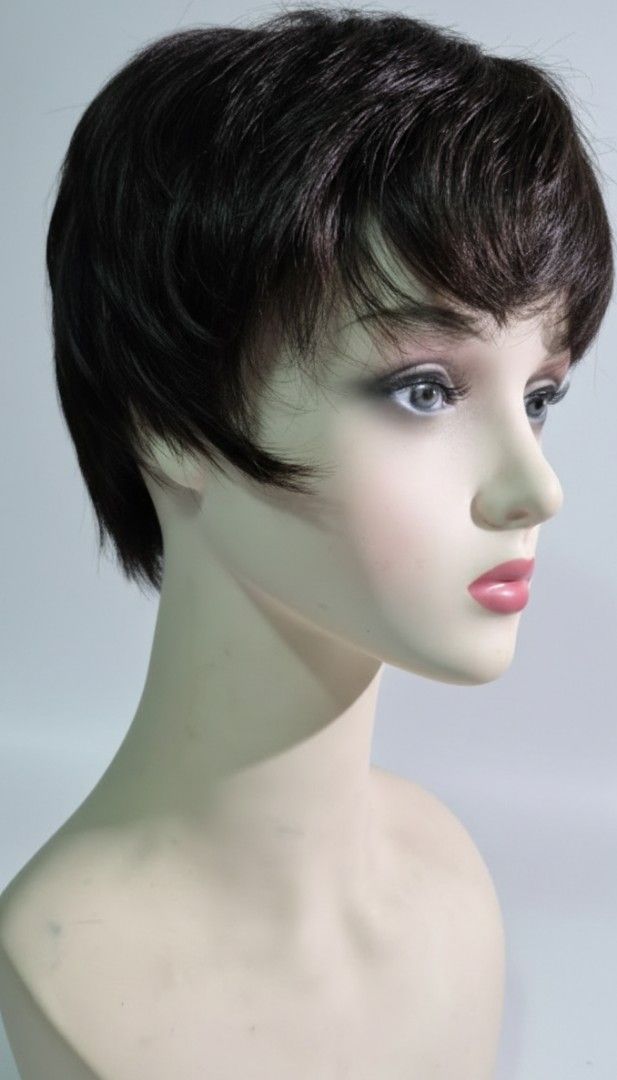 Human Hair Short Dark Brown Wig (Category: Hair Accessories) located in Navotas City. Submitted by jaycustodio2 (Listing ID 1419017486, Image 3). Description: - Short, layered wig - Dark brown hair color - Natural-looking hairline - Comfortable fit - Styled with a side part and bangs - Perfect for a quick style transformation.
