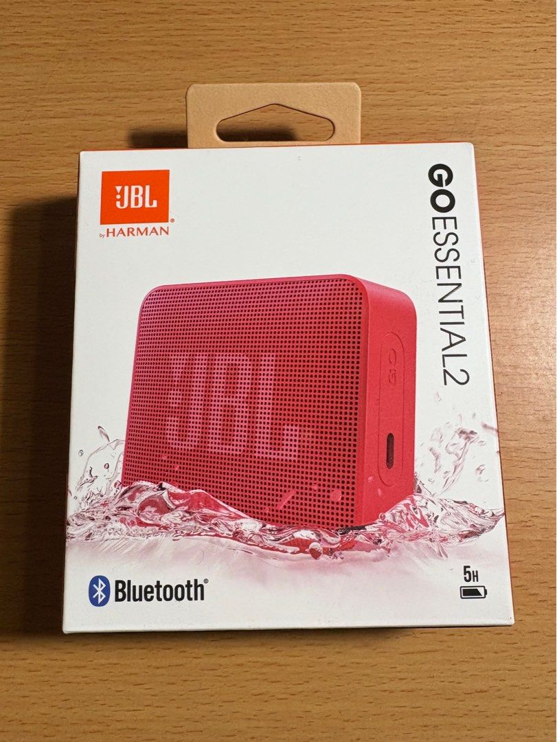 JBL GO Essential 2 Bluetooth Speaker (Category: Soundbars, Speakers & Amplifiers) located in Manila. Submitted by bernnn16 (Listing ID 1419114464, Image 2). Description: Never been used, only got to open the package to test if it’s working 😊 - JBL GO Essential 2 Bluetooth speaker - Color: Red - Bluetooth connectivity - 5-hour battery life - Waterproof and dustproof - Portable and compact design - Includes original packaging.