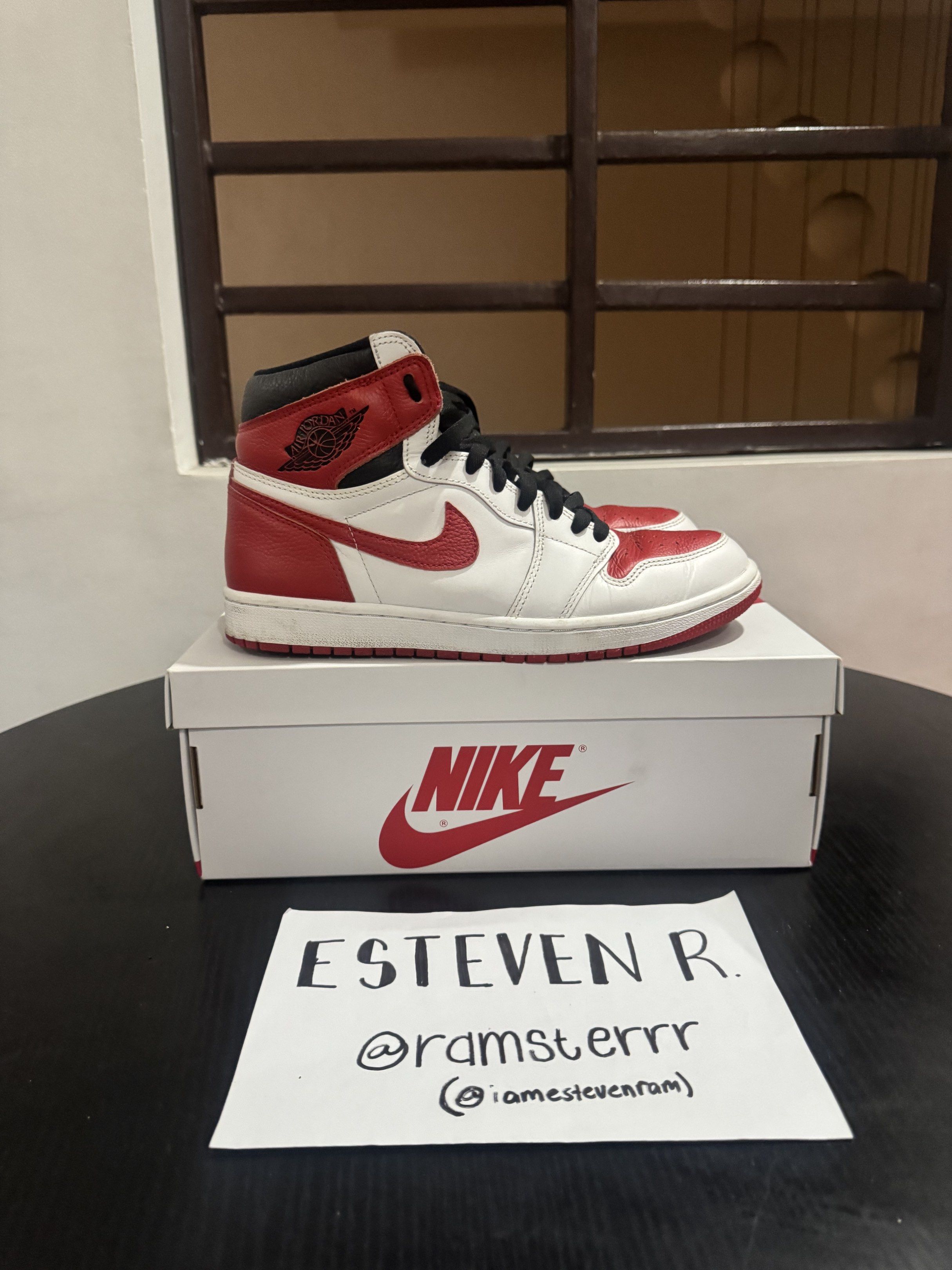 Jordan 1 High OG University Red (Category: Sneakers) located in Manila. Submitted by lessstuffstudio (Listing ID 1419120879, Image 3). Description: 🎉FOR SALE🎉 Jordan 1 High OG University Red Size 9 mens Used Condition 8.5/10 Issues: Needs Cleaning Complete with extra lace and receipt 2500 Pesos only slightly negotiable for sure buyers.