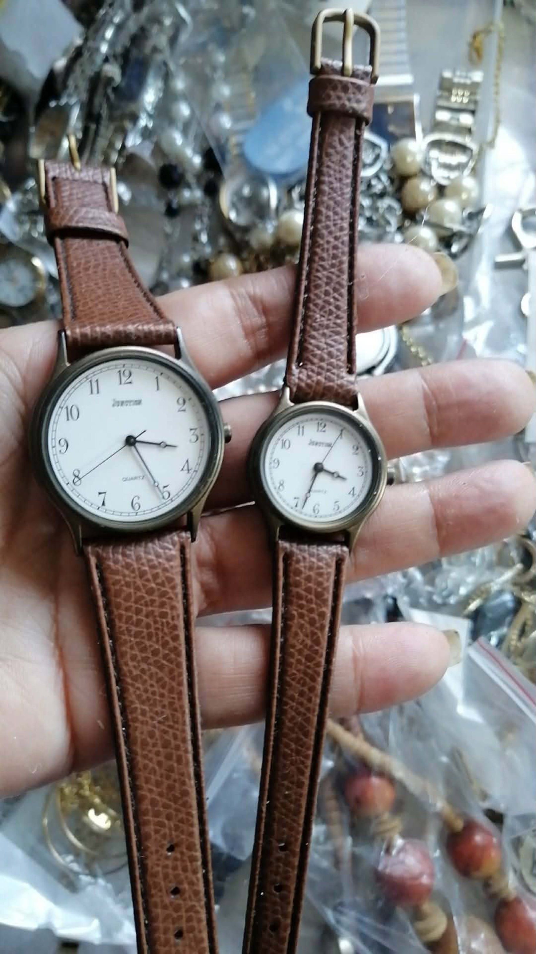 Junction Quartz Watch with Brown Leather Strap (Category: Men's Watches) located in Cavite. Submitted by mamamia73 (Listing ID 1419186888, Image 1). Description: - Two Jerstown quartz watches - Brown leather straps - White faces with black numerals and hands - Classic, simple design - One watch has a slightly larger face Bundle for only 800 - Textured straps.