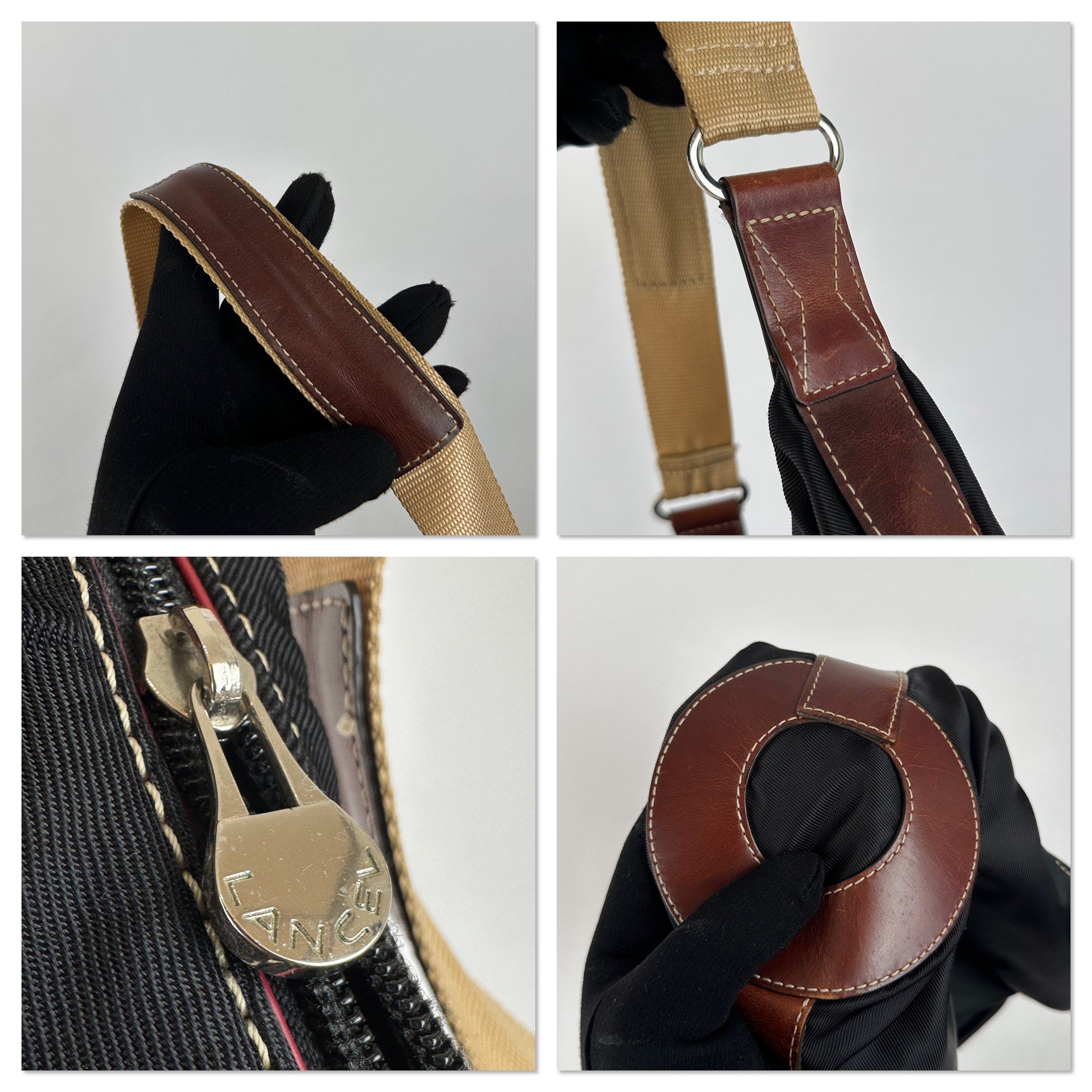 Lancel (Category: Luxury Bags & Wallets) located in Manila. Submitted by draftdrops (Listing ID 1419057498, Image 3). Description: Nylon and canvas and excellent condition Width Width :12 Length :7.5 Depth :1.5.