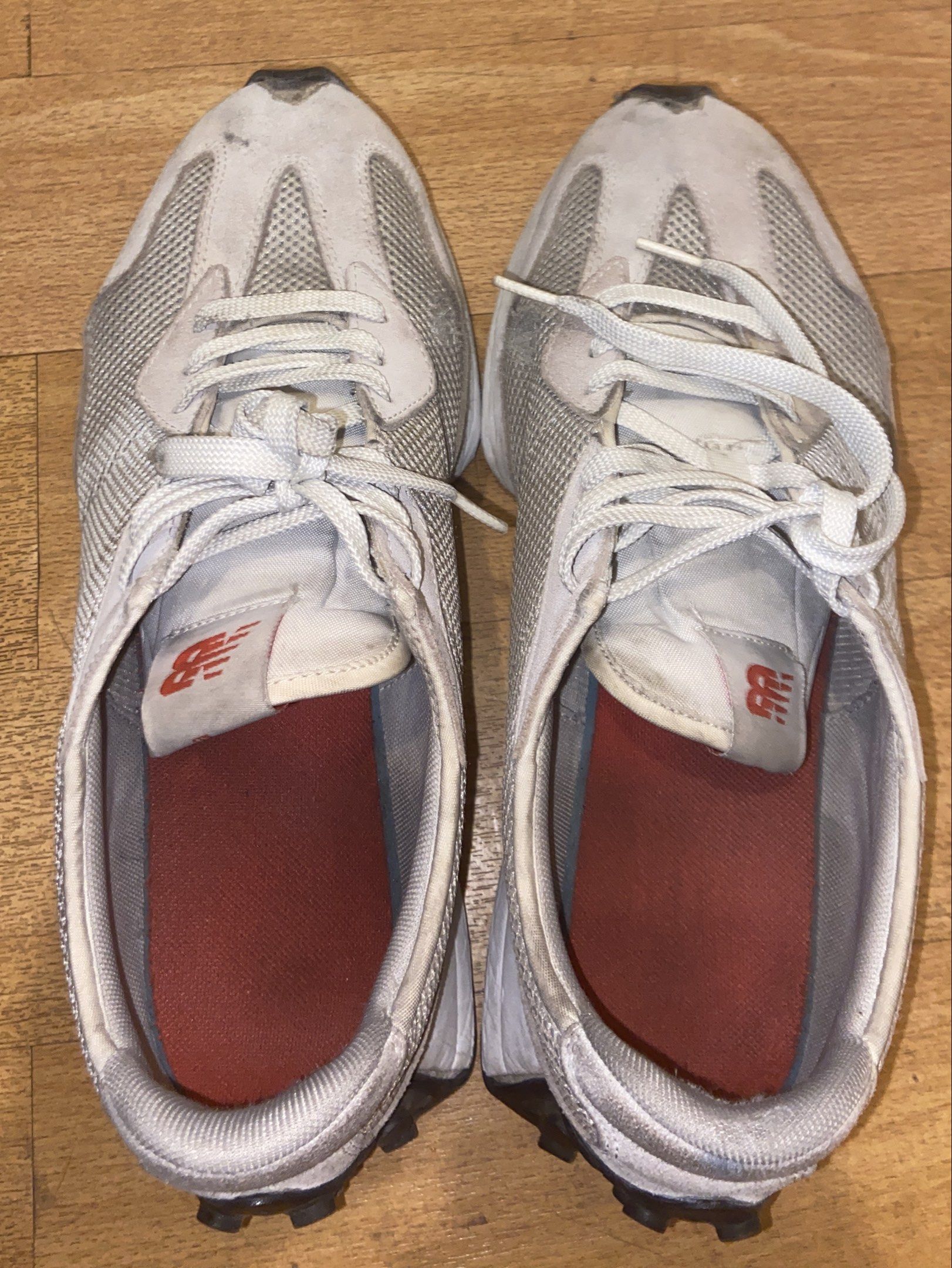 New Balance 327 Sneakers (Category: Sneakers) located in San Juan, La Union. Submitted by jackk00 (Listing ID 1419157241, Image 2). Description: - New Balance 327 sneakers - Color: Light Grey - Mesh upper - Distinctive sole design - Red insole - Laced - Size tag visible in photos.