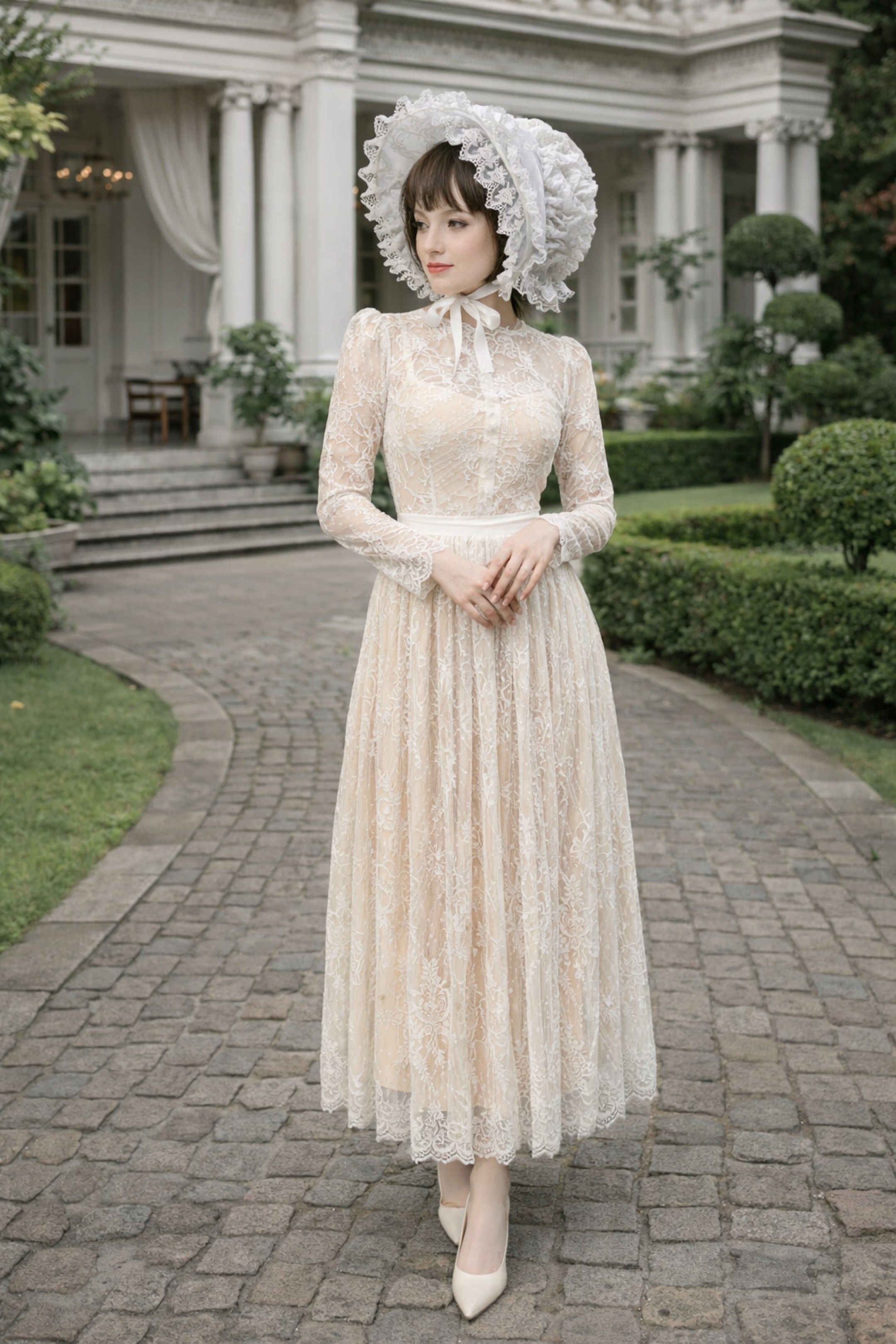NEGO NEW!!! Long Dress Wedding Full Brokat White Inner Gold Long Sleeves /  Maxi Dress Party