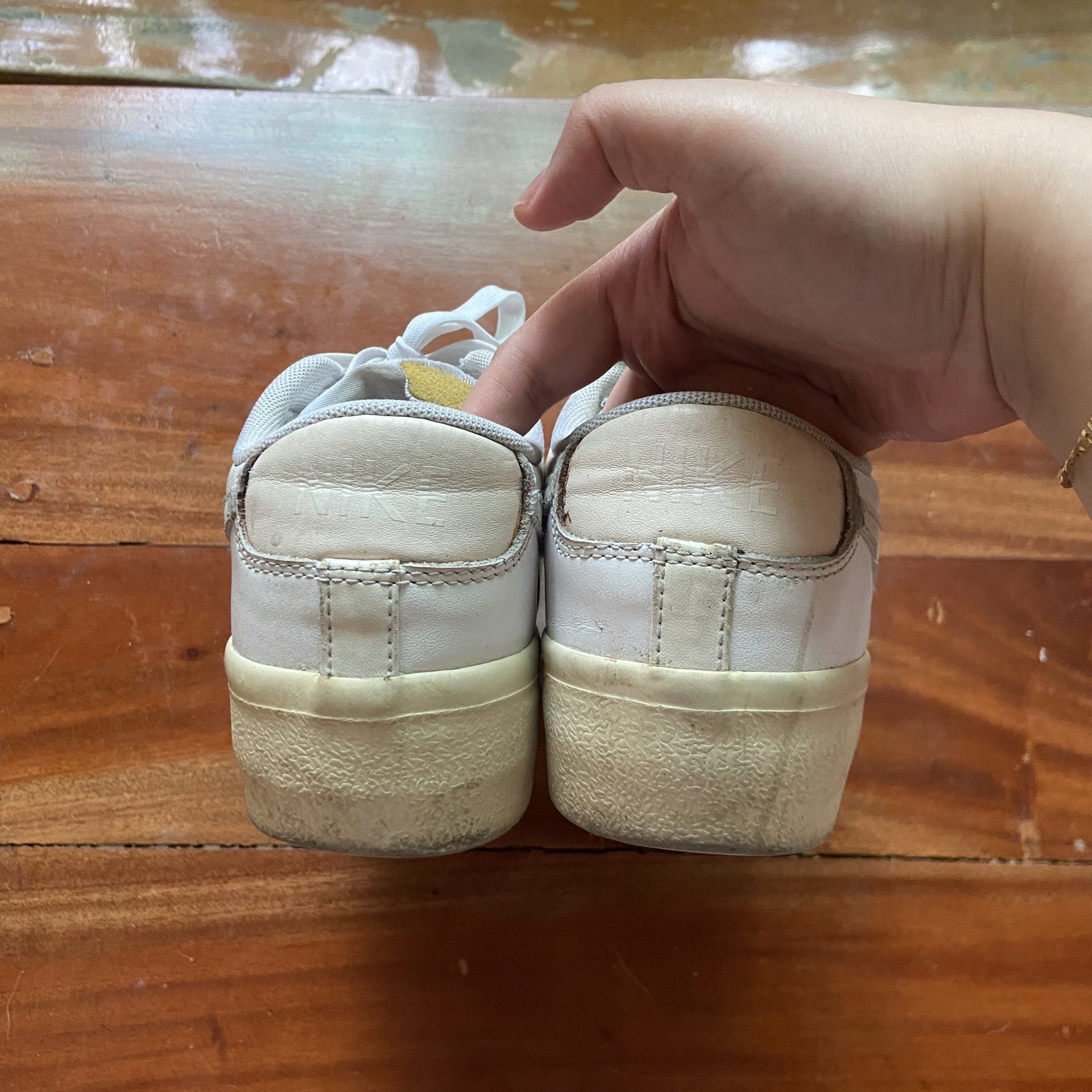 Nike Blazer Low Platform White DJ0292-100 (Category: Sneakers) located in Quezon City. Submitted by mssaiira (Listing ID 1419076297, Image 3). Description: - White Nike Blazer Low Platform sneakers - Size: US 7.5 - Features: White leather upper, platform sole - Nike swoosh on side - Black Nike logo on insole -AUTHENTIC -NEEDS CLEANING.