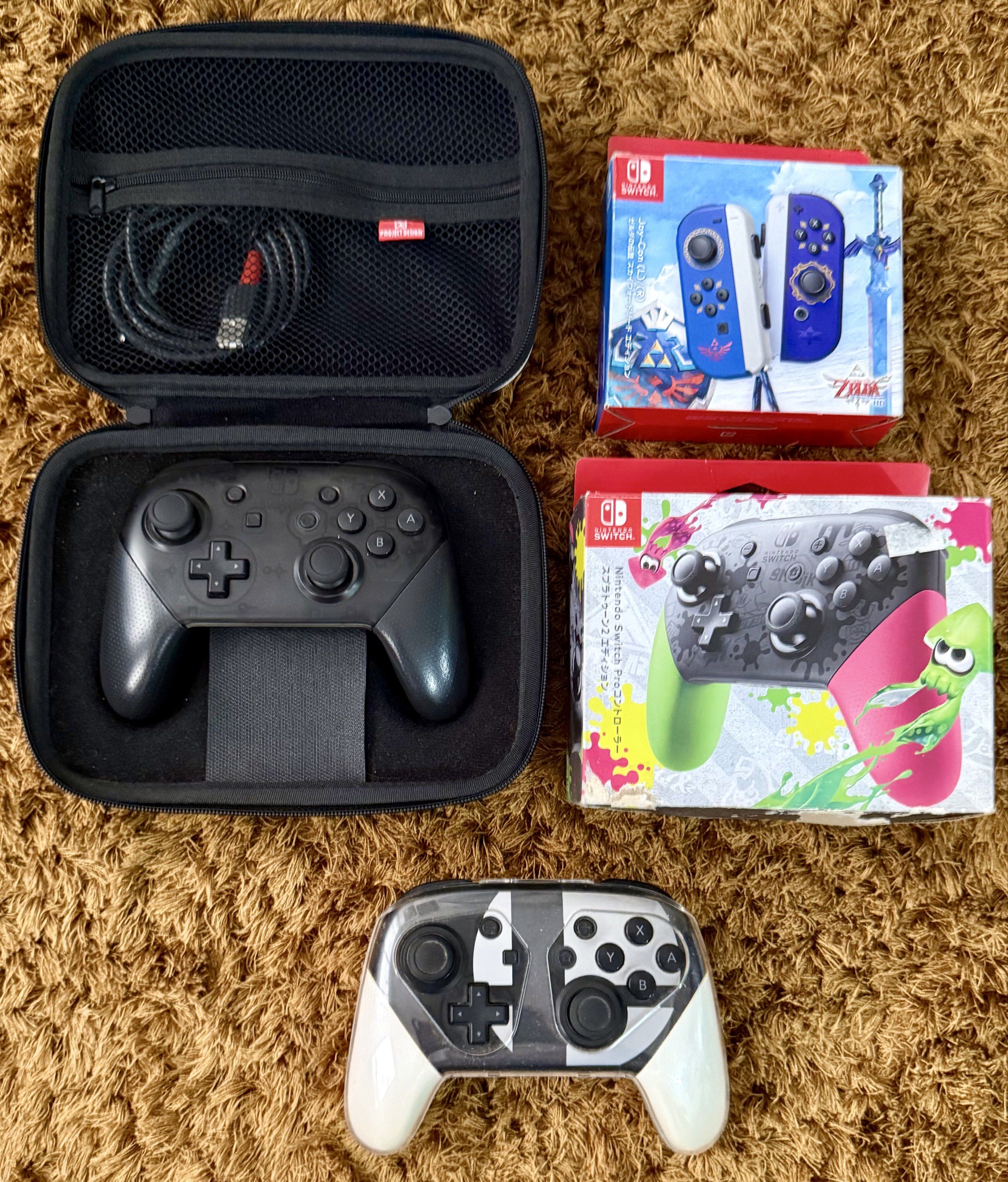 Nintendo Switch Console and Accessories (Category: Nintendo) located in General Trias. Submitted by miggys_booth (Listing ID 1419037977, Image 2). Description: - Switch V2 Animal Crossing Edition 8/10, complete with freebies: 8995 - Switch Lite Dialga Paldia Edition 8/10: 8495 - OLED accessories (box, dock, charger, replacement hdmi): 3495 - Skyward Sword Joycon: 4995 - Splatoon Pro Controller: 2395 - Super Smash Pro Controller: 1795 - Black Pro 