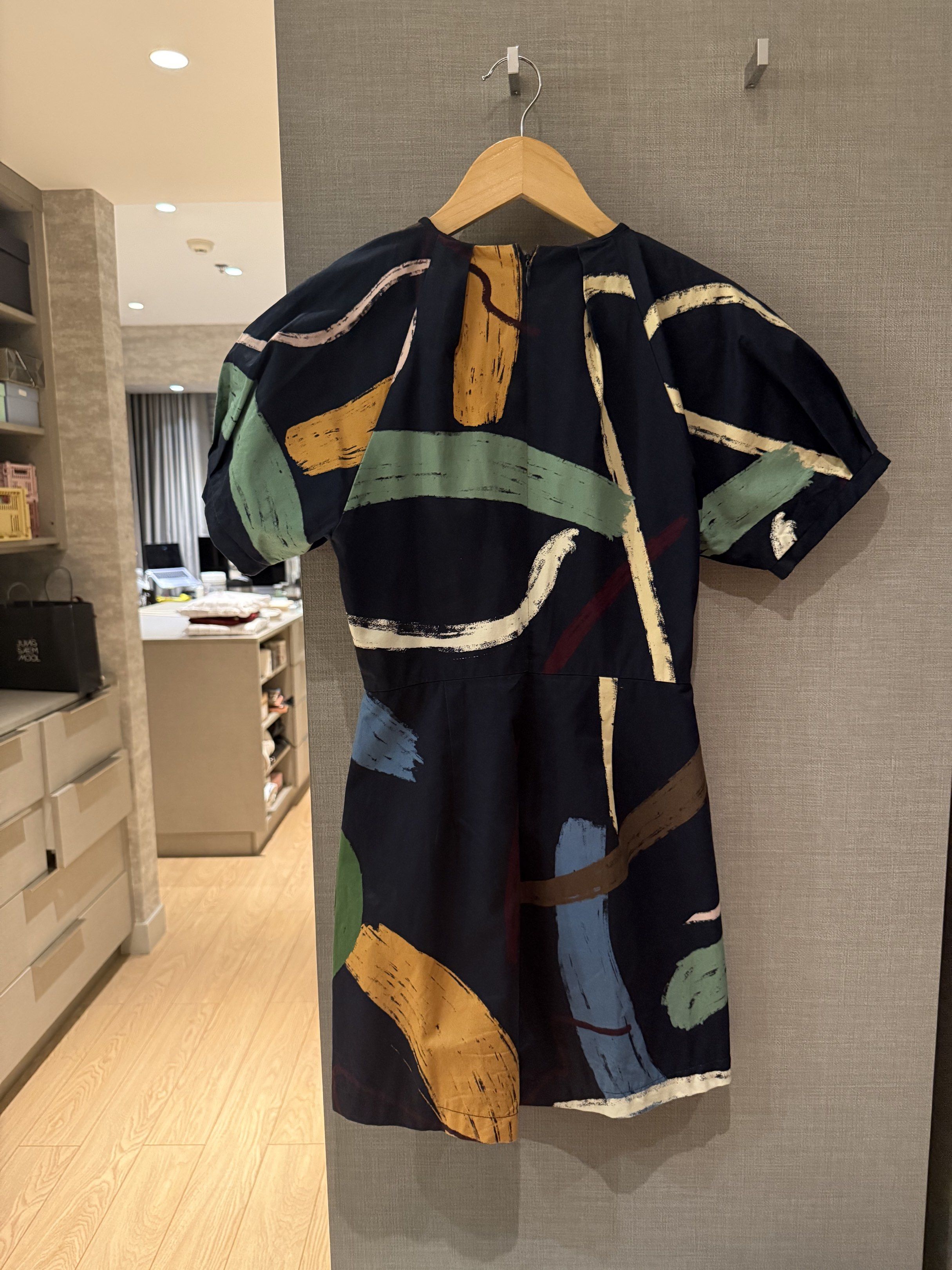 Our Second Nature Courtyard Gathered Cotton Romper - Size S (Category: Rompers) located in Quezon City. Submitted by patpotpit (Listing ID 1419163541, Image 2). Description: - Our Second Nature romper - Navy brushstroke print - Size S - Short sleeves - Flattering fit - Defined waist - Back zipper closure.