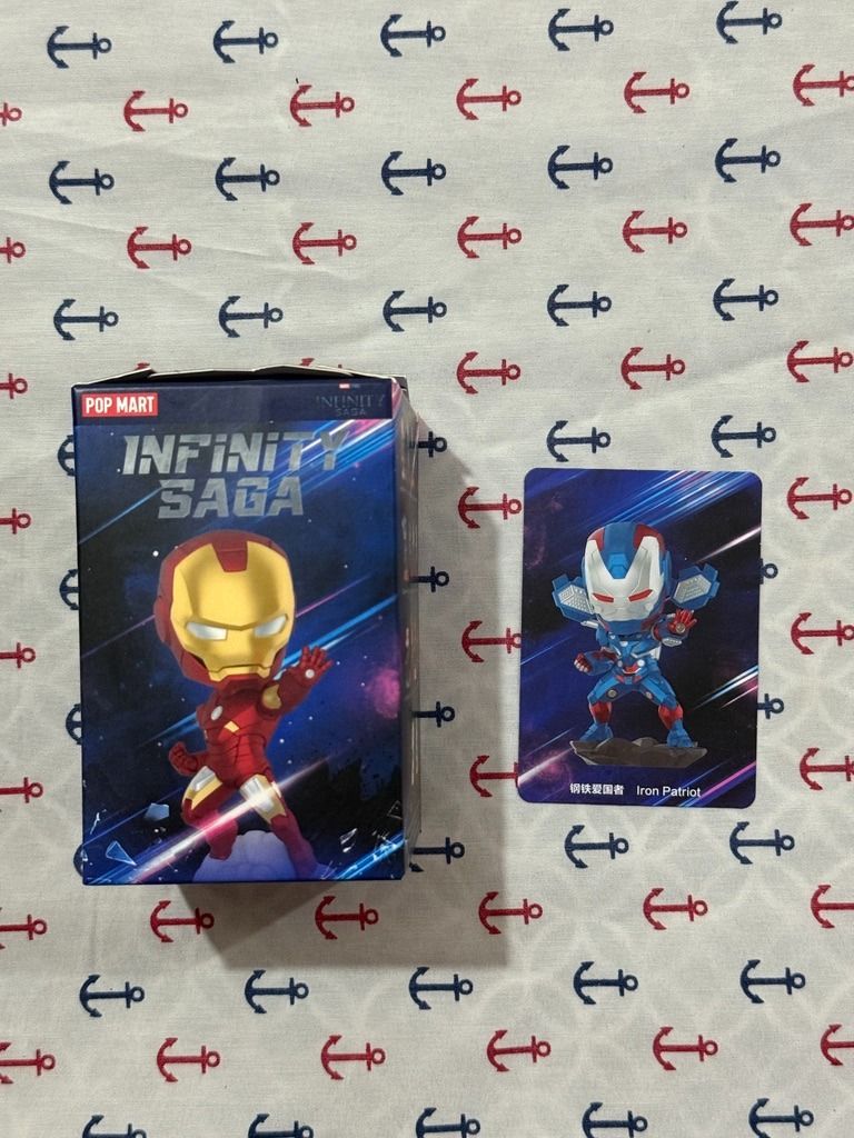 POPMART Infinity Saga: Iron Patriot (Category: Designer & Blind Box Toys) located in Antipolo. Submitted by rafaelgaray (Listing ID 1419137949, Image 2). Description: POPMART Infinity Saga Iron Patriot Opened Box Sealed Foil RFS: Duplicate Item 3 pcs.