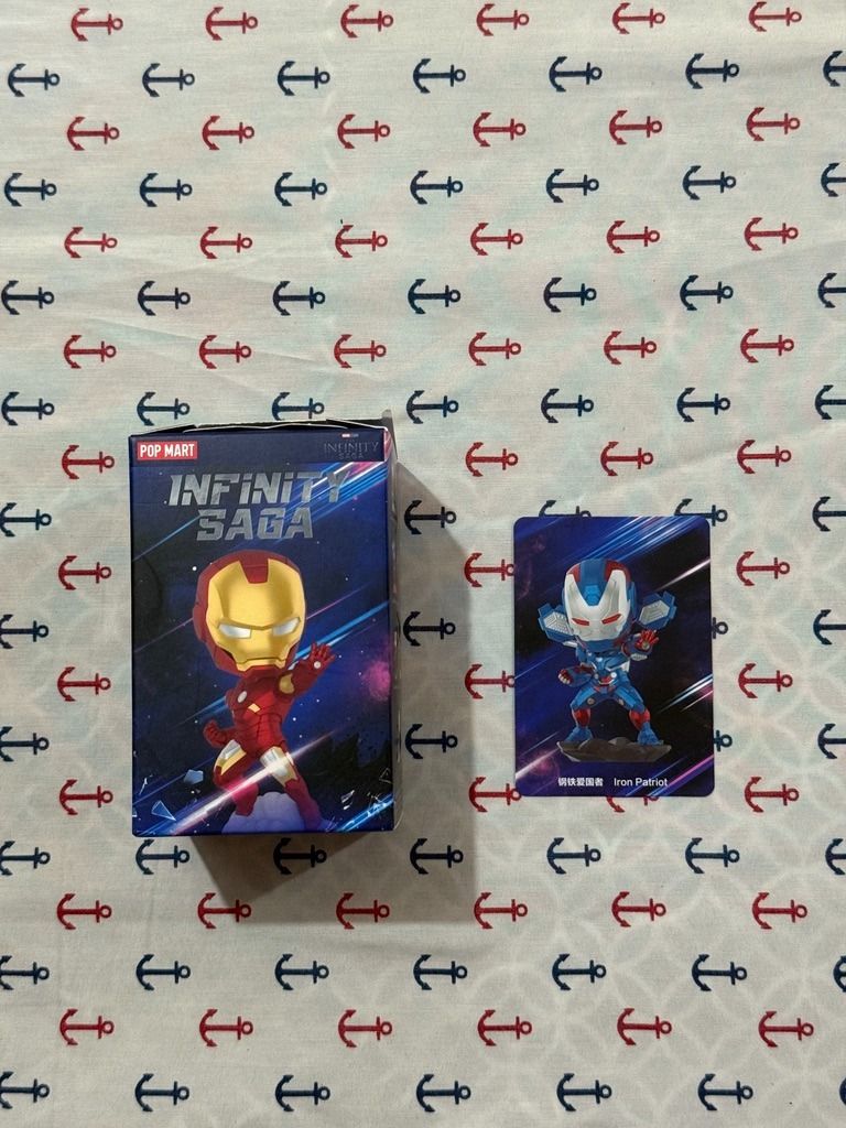 POPMART Infinity Saga: Iron Patriot (Category: Designer & Blind Box Toys) located in Antipolo. Submitted by rafaelgaray (Listing ID 1419137949, Image 3). Description: POPMART Infinity Saga Iron Patriot Opened Box Sealed Foil RFS: Duplicate Item 3 pcs.