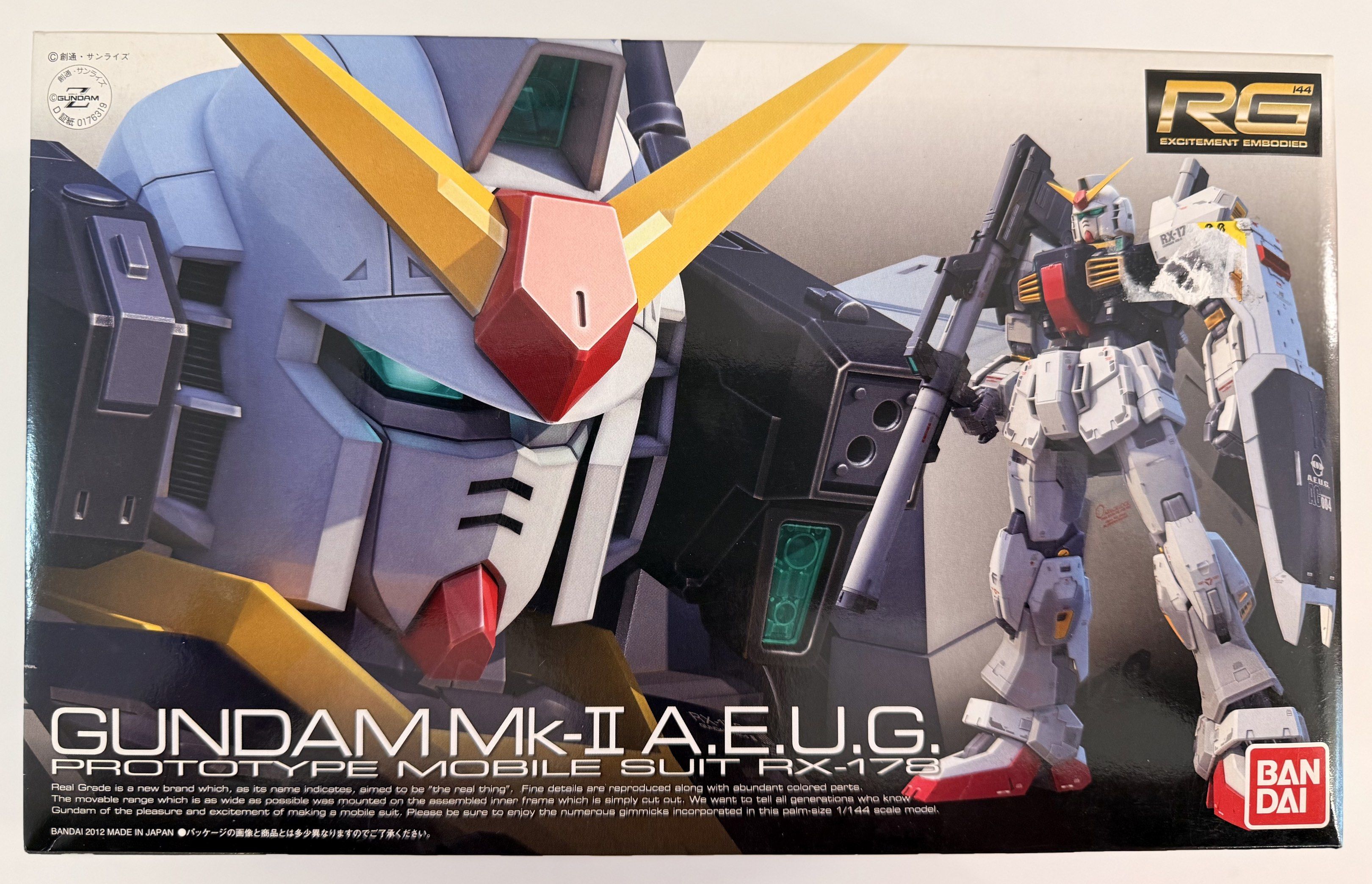 RG 1/144 Gundam Mk-II A.E.U.G. Model Kit (Category: Gundam Model Kits) located in Singapore. Submitted by utadarian (Listing ID 1418985886, Image 1). Description: - Brand new, unopened RG 1/144 Gundam Mk-II A.E.U.G. model kit. - Features high level of detail and articulation. - Includes all parts and instructions. - Made in Japan. - Ideal for Gundam fans and model kit enthusiasts. Gundam base pricing $51.