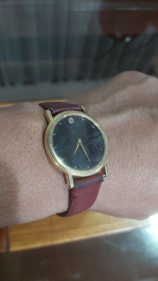 Ricoh Misonoza 100th Anniversary Watch (Category: Luxury Watches) located in Naga. Submitted by kenshin78 (Listing ID 1419150570, Image 2). Description: -Ricoh Misonoza 100th anniversary watch - Black dial with gold-tone hands - Gold-tone case - Burgundy leather strap - Minimalist design with single dot at 12 o'clock - Made in Japan - Perfect for everyday wear.