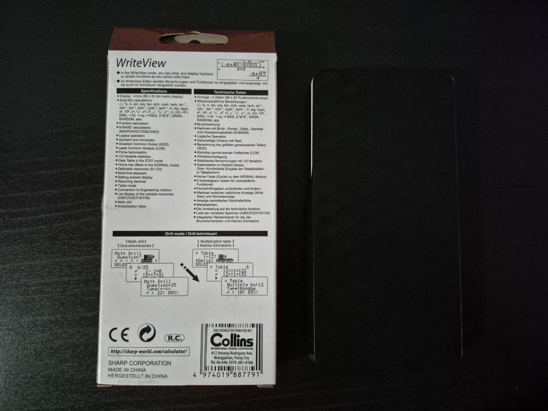 Sharp EL-W531TH-WH Scientific Calculator (Category: Other Gadgets) located in Caloocan City. Submitted by aaronmallows (Listing ID 1419173310, Image 2). Description: Newly bought, with box, manual, and everything. Original price 1650 Lowest Price: 1200 RFS: Bought the wrong color.