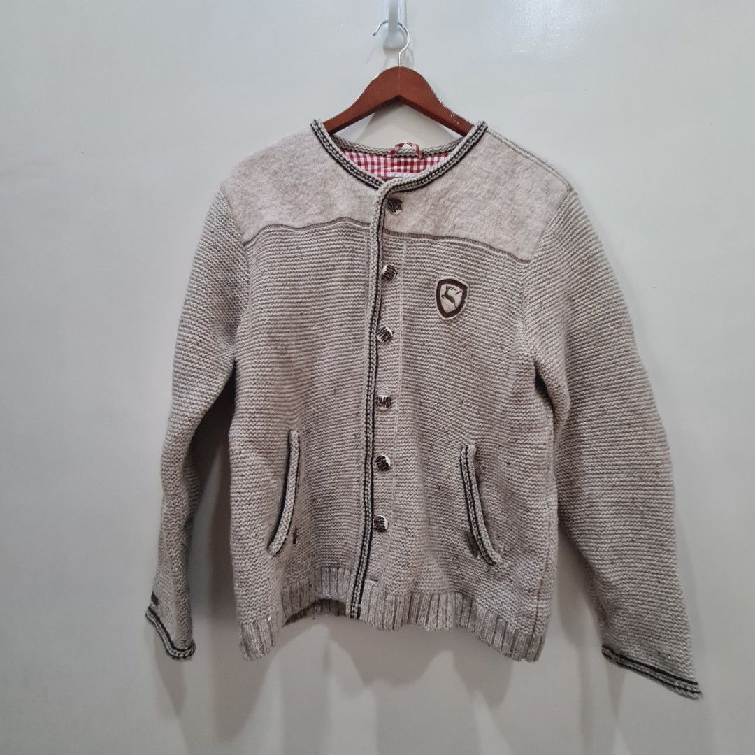 Spieth & Wensky Wool Jacket (Category: Coats, Jackets and Outerwear) located in Marikina City. Submitted by repurpose_studio (Listing ID 1419007242, Image 2). Description: - Unique wool-like texture - Red and white checkered lining - Button-up front - Two pockets - Decorative buttons - Logo patch on front - Brand tag - Neutral color with dark brown accents Winter for men Jacket, winter clothes.