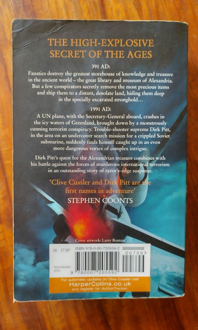 Treasure by Clive Cussler: A Dirk Pitt Novel (Category: Storybooks) located in Paranaque City. Submitted by cgeerod (Listing ID 1419042389, Image 2). Description: Copy of "Treasure: A Dirk Pitt Novel" by Clive Cussler. The book features a thrilling story involving a search mission, a crippled Soviet submarine, and international terrorism. Published by HarperCollins. genre: action adventure thriller Pre-loved mass market paperback payment via Gcas