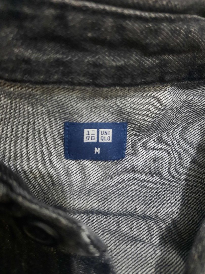Uniqlo Denim Overshirt (Category: Tshirts & Polo Shirts ) located in Binan City. Submitted by plut0__ (Listing ID 1419167058, Image 3). Description: used and washed thrice, not thrifted dimes shoulder width: 19.5in chest: 20.5in length: 27.5in sleeve length: 22in.