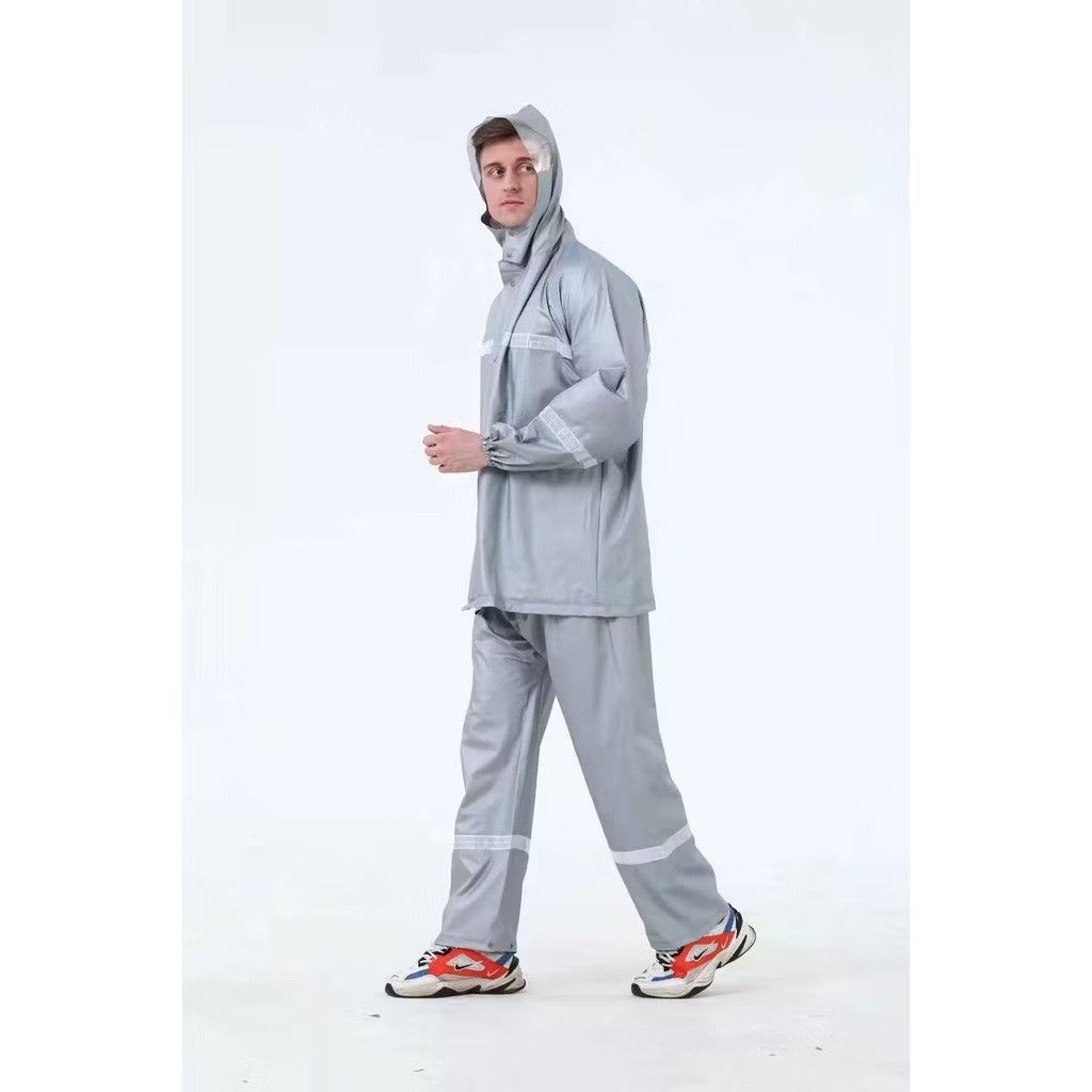 Unisex Raincoat / Rain Suit Set (Category: Coats, Jackets and Outerwear) located in Las Pinas. Submitted by rafrom (Listing ID 1419079357, Image 2). Description: - Color: Gray - Complete set (jacket and pants) - With pockets - Made of durable material - Reflective strips for visibility - Best for riding motorcycles 🛵 Modes of payment & delivery can be suggested by the buyer to fit his/her convenience, affordability and safety.