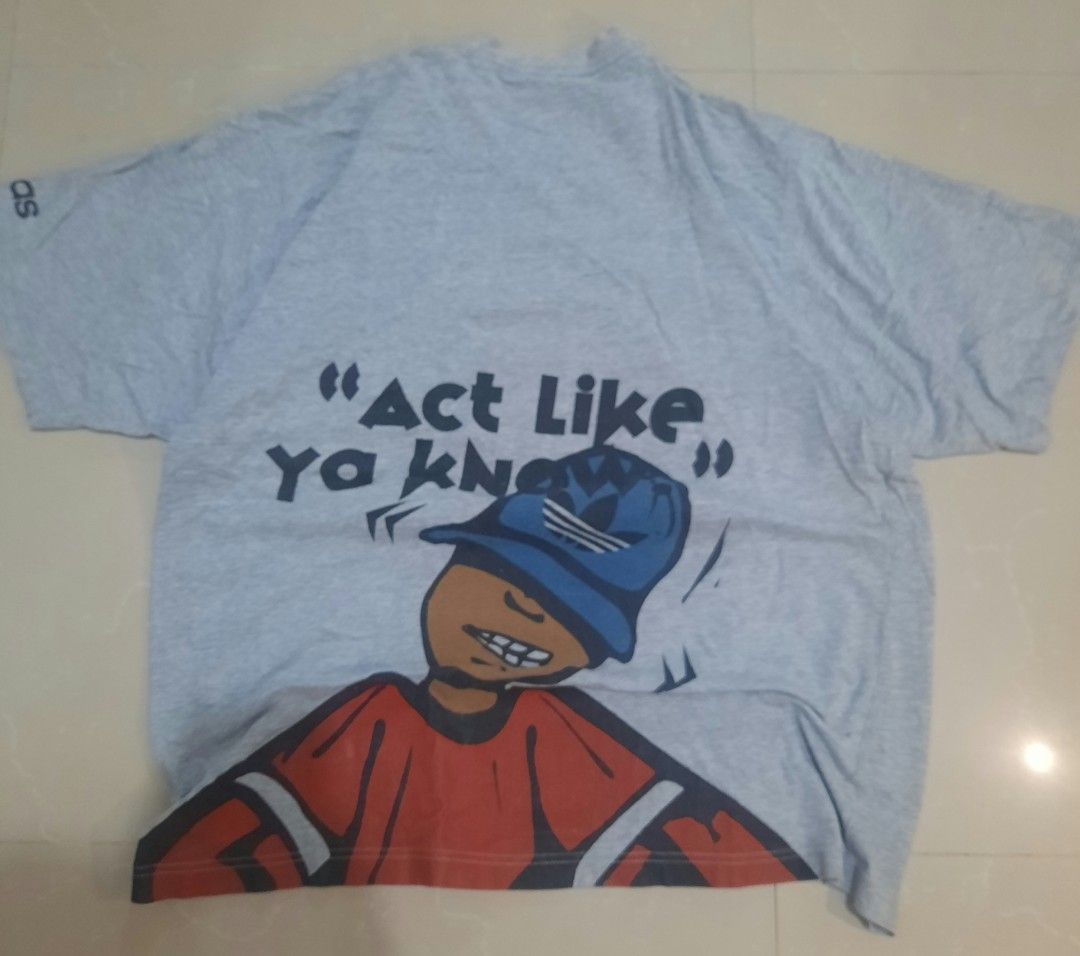 Vintage y2K Adidas Graphic Tee (Category: Tshirts & Polo Shirts ) located in Binan City. Submitted by plut0__ (Listing ID 1419162448, Image 2). Description: dimes shoulder width: 18.5in chest: 21in length: 27.5in sleeve length: 10.5in issues: small hole, small cracks and chips on print, neckline, some unnoticeable stains.
