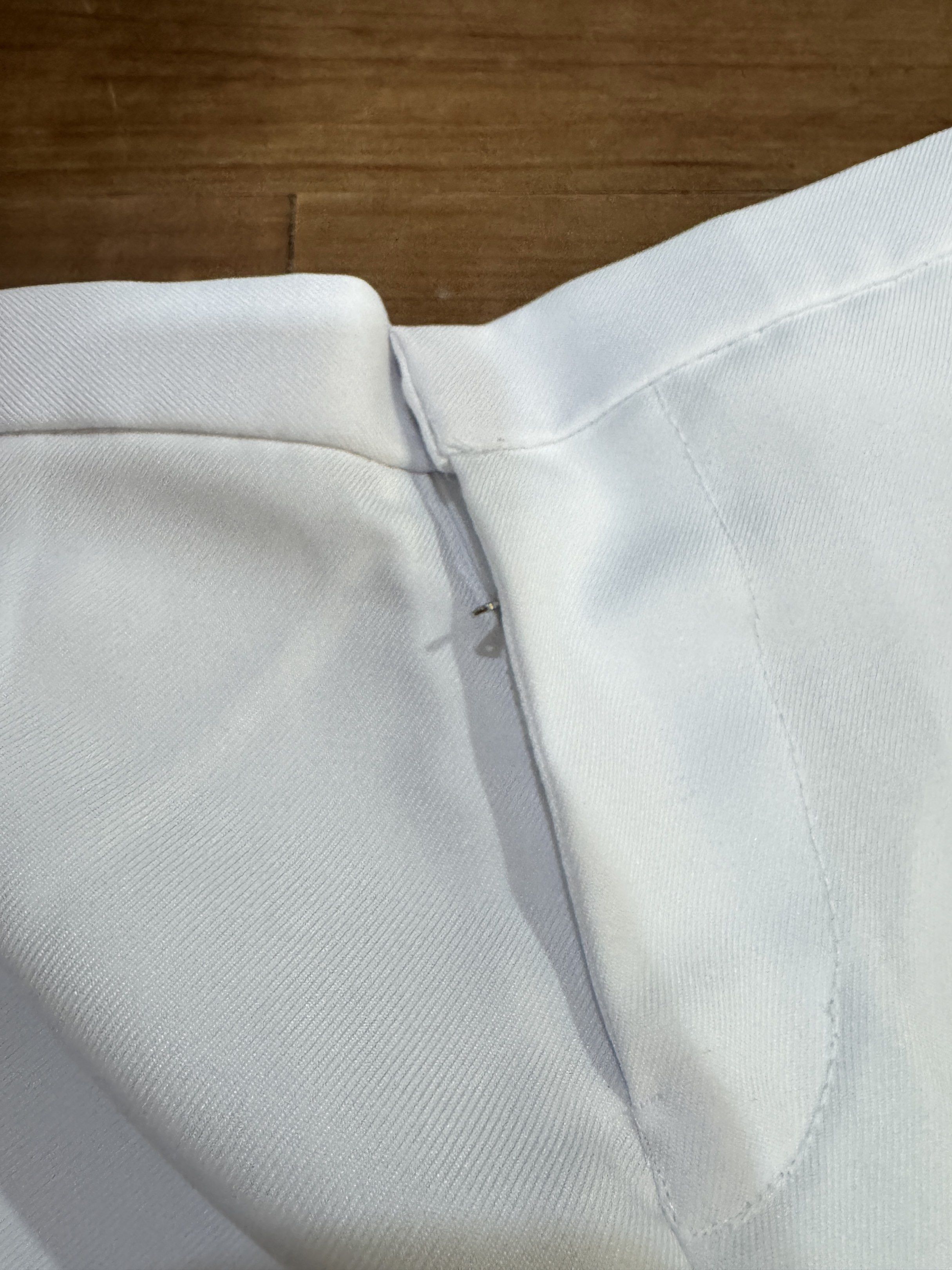 White Pants (in peach twill) M-L frame (Category: Other Bottoms) located in Manila. Submitted by bheyzee (Listing ID 1419131373, Image 3). Description: - Last worn during internship - Waist: 28-30 inches (GARTERIZED) - Hips: 35 inches - Length: 38.5 inches (good for 5’5) - No stains, no inner lining (best used with nude seamless underwear during duty).