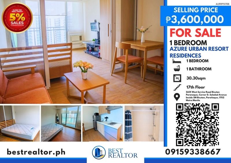 5% Sales Commission | Azure | Rhapsody | Two Central | Beacon (Category: Apartments & Condos) located in Makati City. Submitted by bestrealtor.ph (Listing ID 1420788735, Image 2). Description: 🔥 5% Sales Commission 🔥 Market these properties, close deals, and earn a 5% sales commission. Azure Urban Resort Residences – Parañaque 1 Bedroom | 30.30 sqm | 17th Floor Selling Price: ₱3.5M [PRICE DROP] Bicutan, Parañaque City - Rhapsody Residences – Mu
