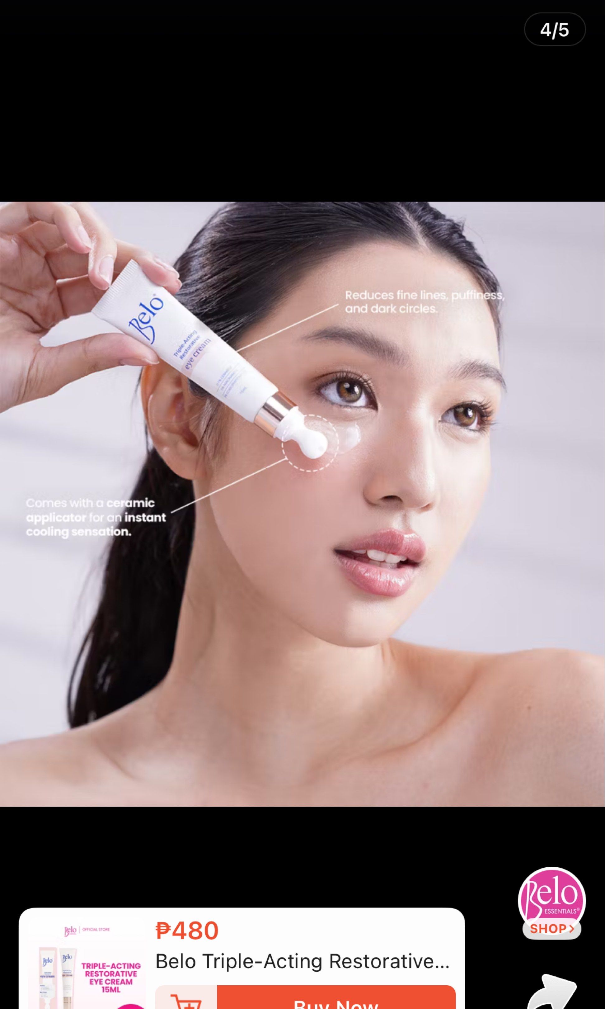 Belo Triple-Acting Restorative Eye Cream (Category: Face Care) located in Pasay City. Submitted by sethsummer (Listing ID 1420758468, Image 3). Description: Belo Triple-Acting Restorative Eye Cream. This eye cream fights signs of aging around the eye area. #eyecream RFS: extra Expiration: March 2027 .