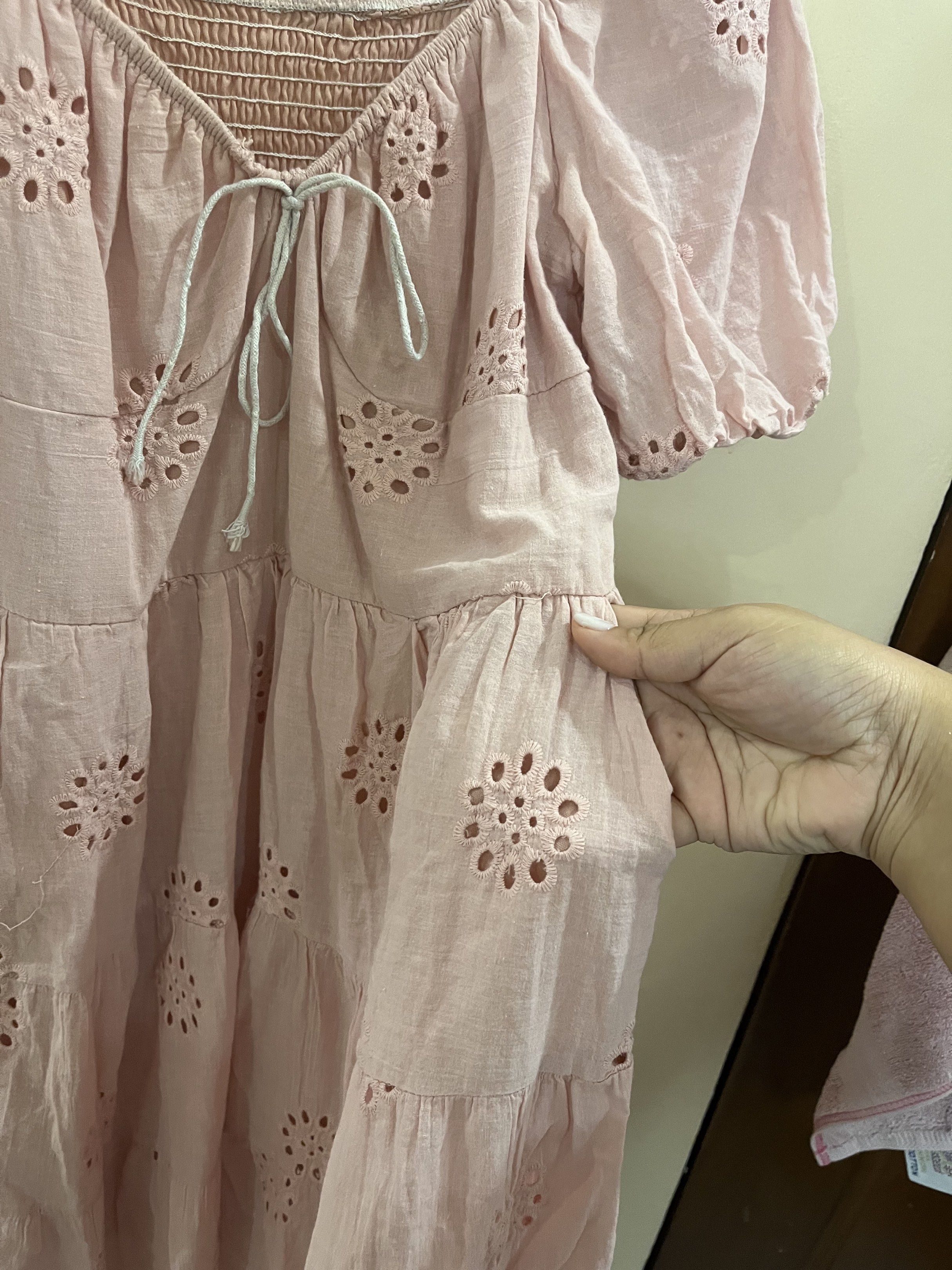 BKK Pink Eyelet Dress (Category: Dresses) located in Davao. Submitted by kddgh (Listing ID 1420915583, Image 2). Description: Super comfy With pockets Used a few times M-L.